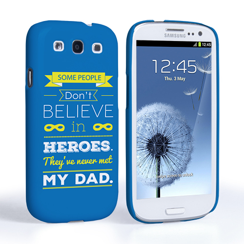 Caseflex Dad Heroes Quote Samsung Galaxy S3 Case - Blue