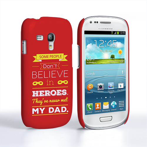 Caseflex Dad Heroes Quote Samsung Galaxy S3 Mini Case - Red