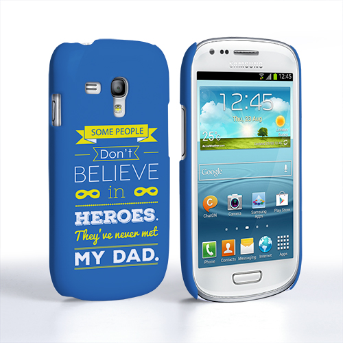 Caseflex Dad Heroes Quote Samsung Galaxy S3 Mini Case - Blue