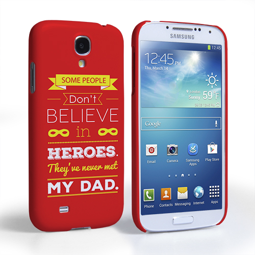 Caseflex Dad Heroes Quote Samsung Galaxy S4 Case - Red