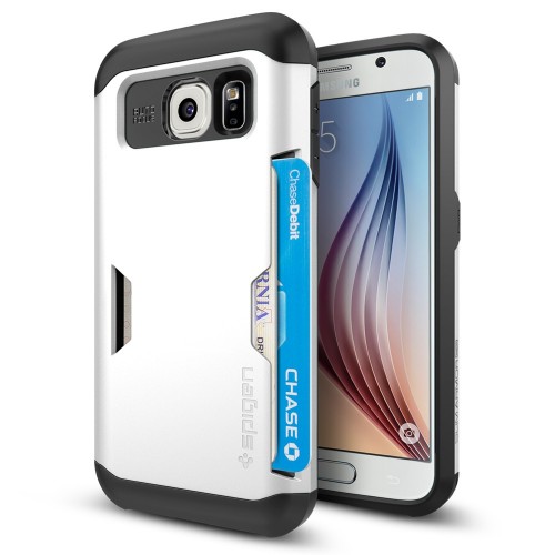 Spigen Samsung Galaxy S6 Slim Armor CS Card Slider Series - Shimmery White
