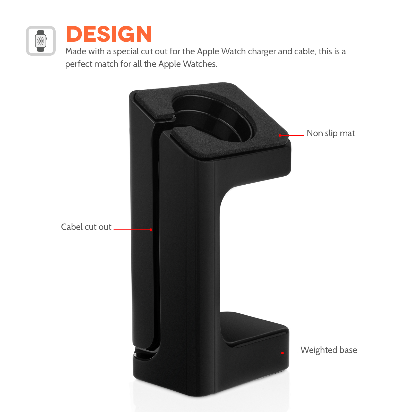 Yousave Accessories Apple Watch Charging Stand - Black