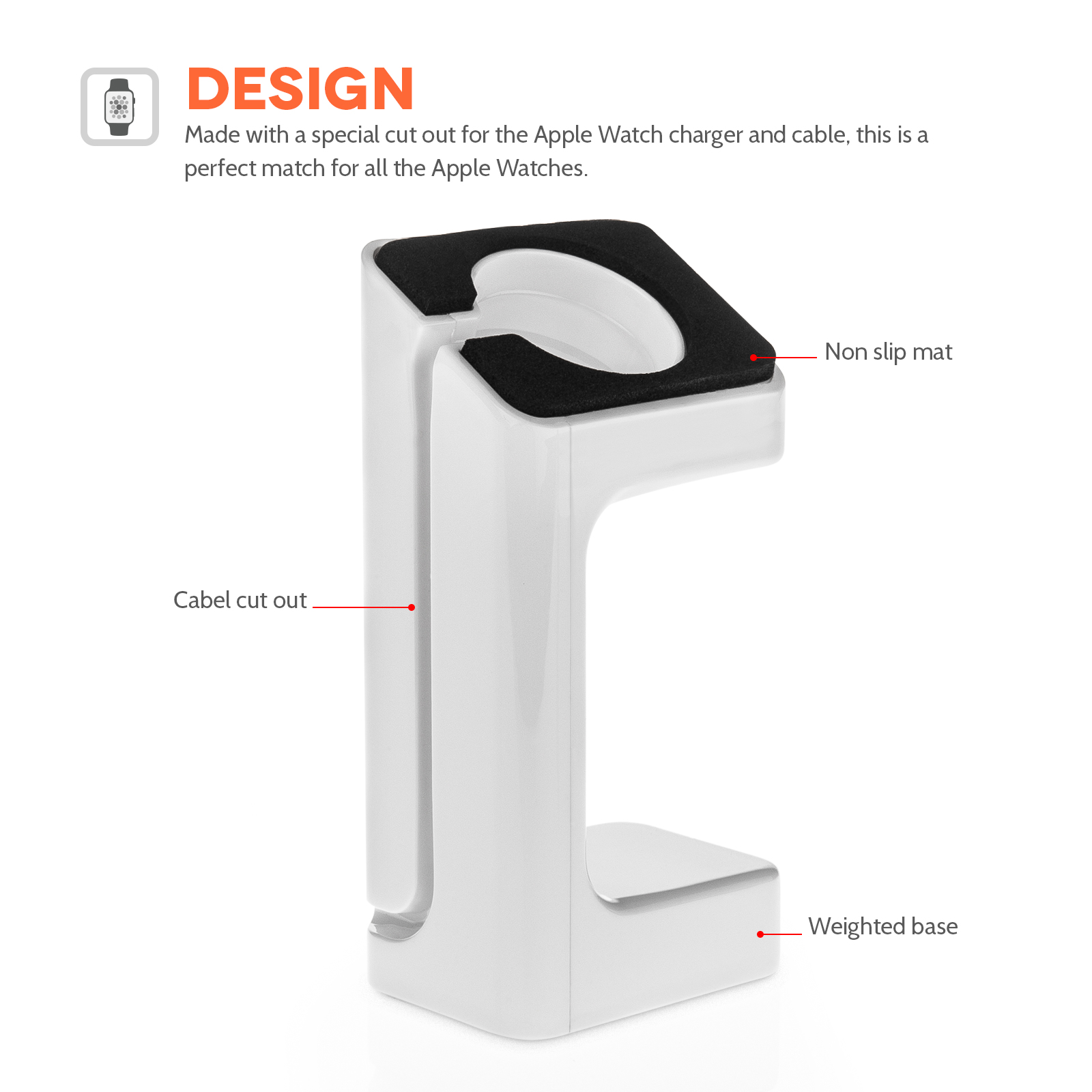 Yousave Accessories Apple Watch Charging Stand - White