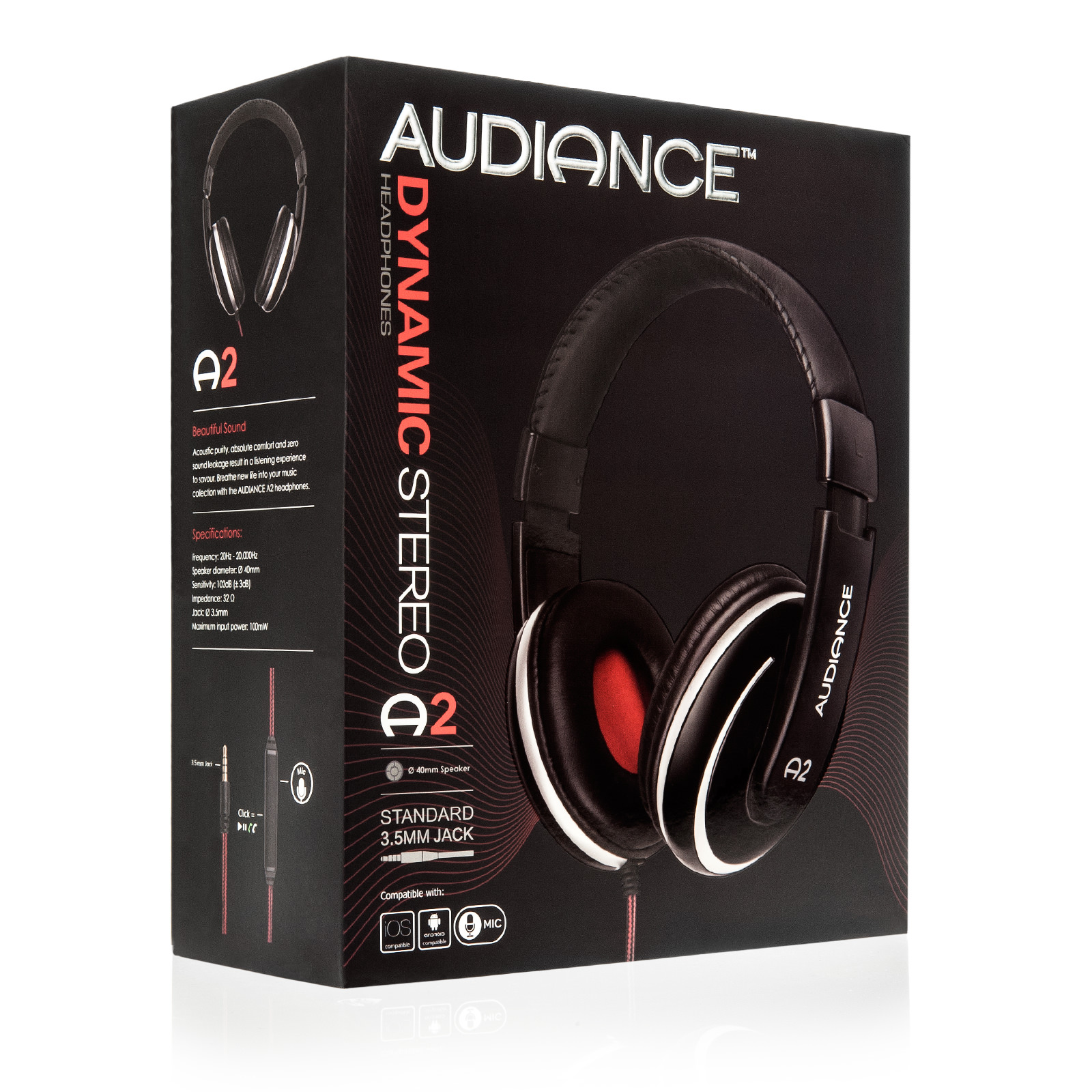 Audiance A2 Headphones - Black/Red