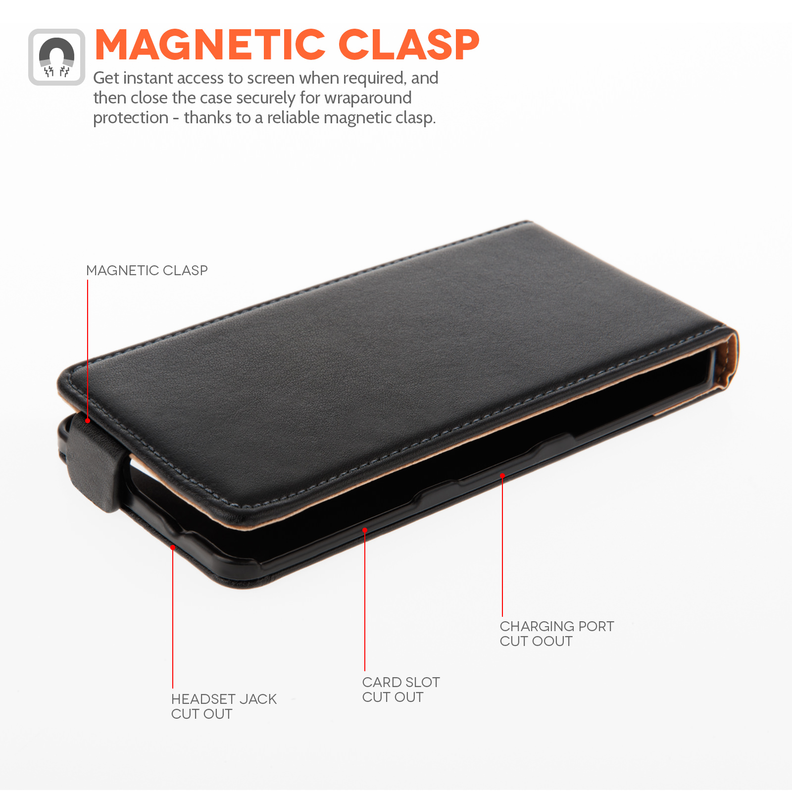 Caseflex Sony Xperia Z4 Compact Real Leather Flip Case - Black