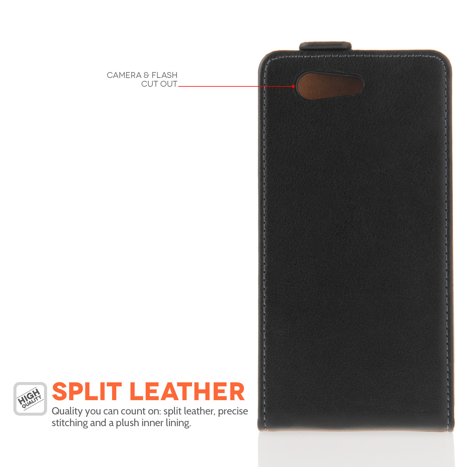 Caseflex Sony Xperia Z4 Compact Real Leather Flip Case - Black