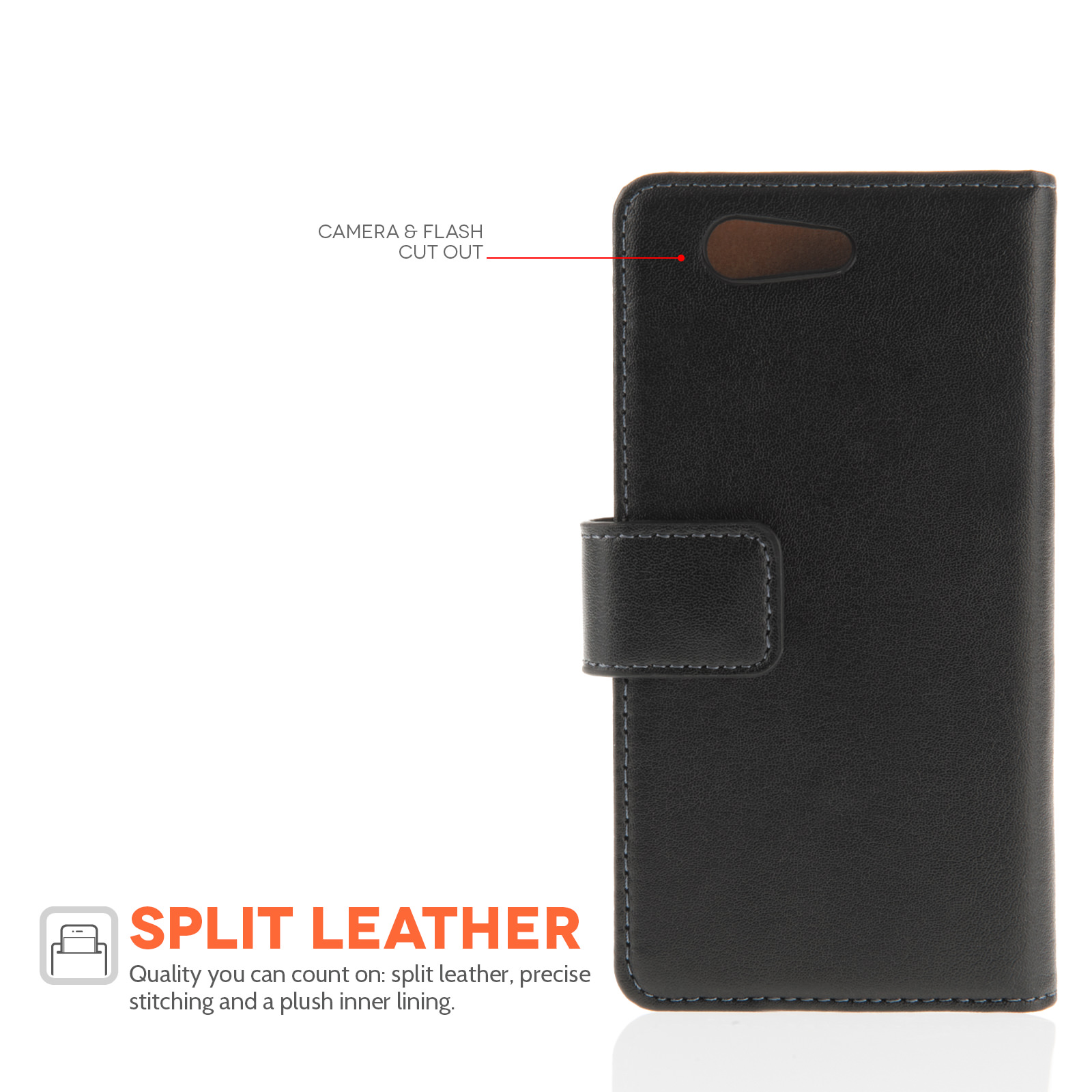 Caseflex Sony Xperia Z4 Compact Real Leather Wallet Case - Black