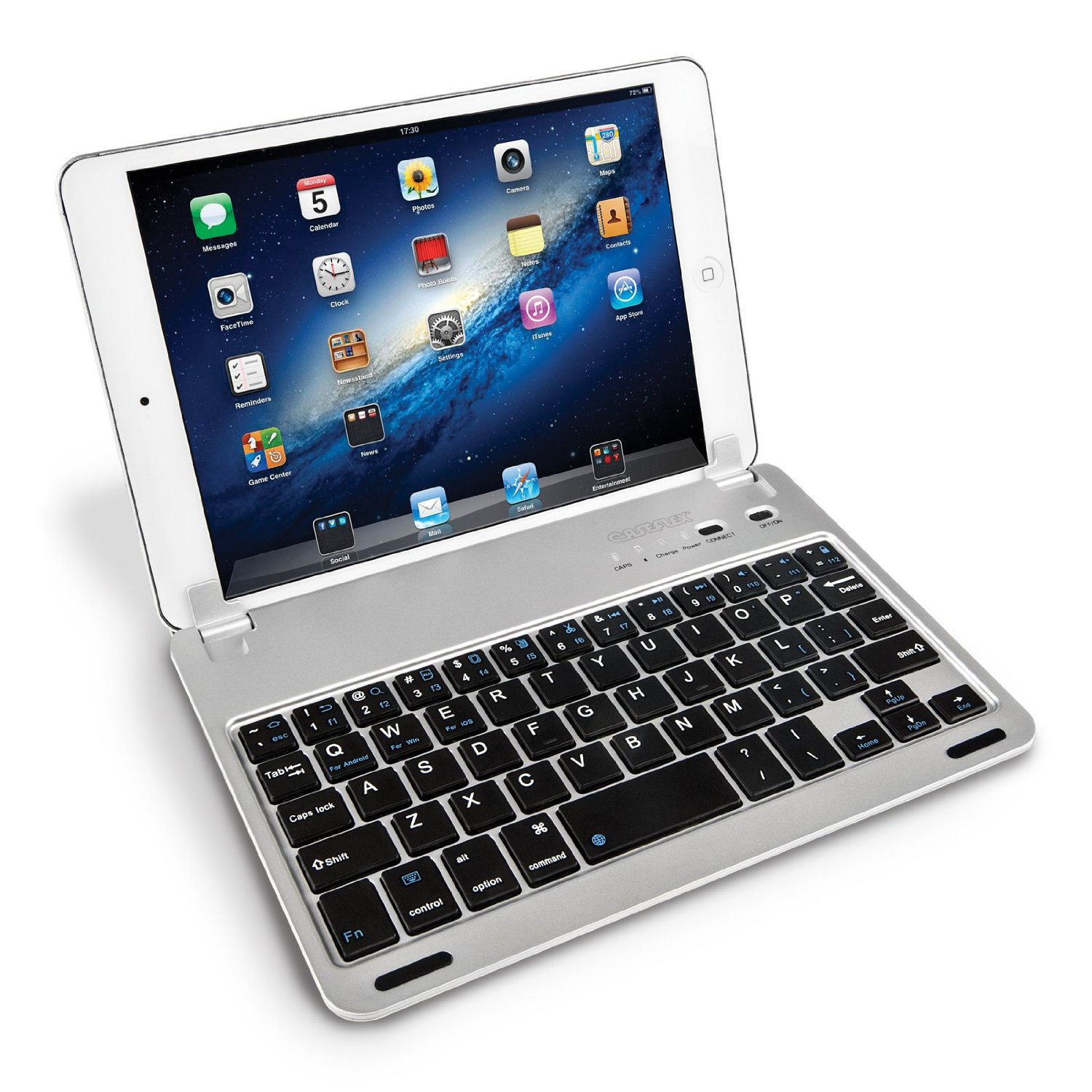 Caseflex Ultra Thin Silver Bluetooth Keyboard With Magnetic Grip & Holding Stand for iPad Mini, Mini 2, & Mini 3