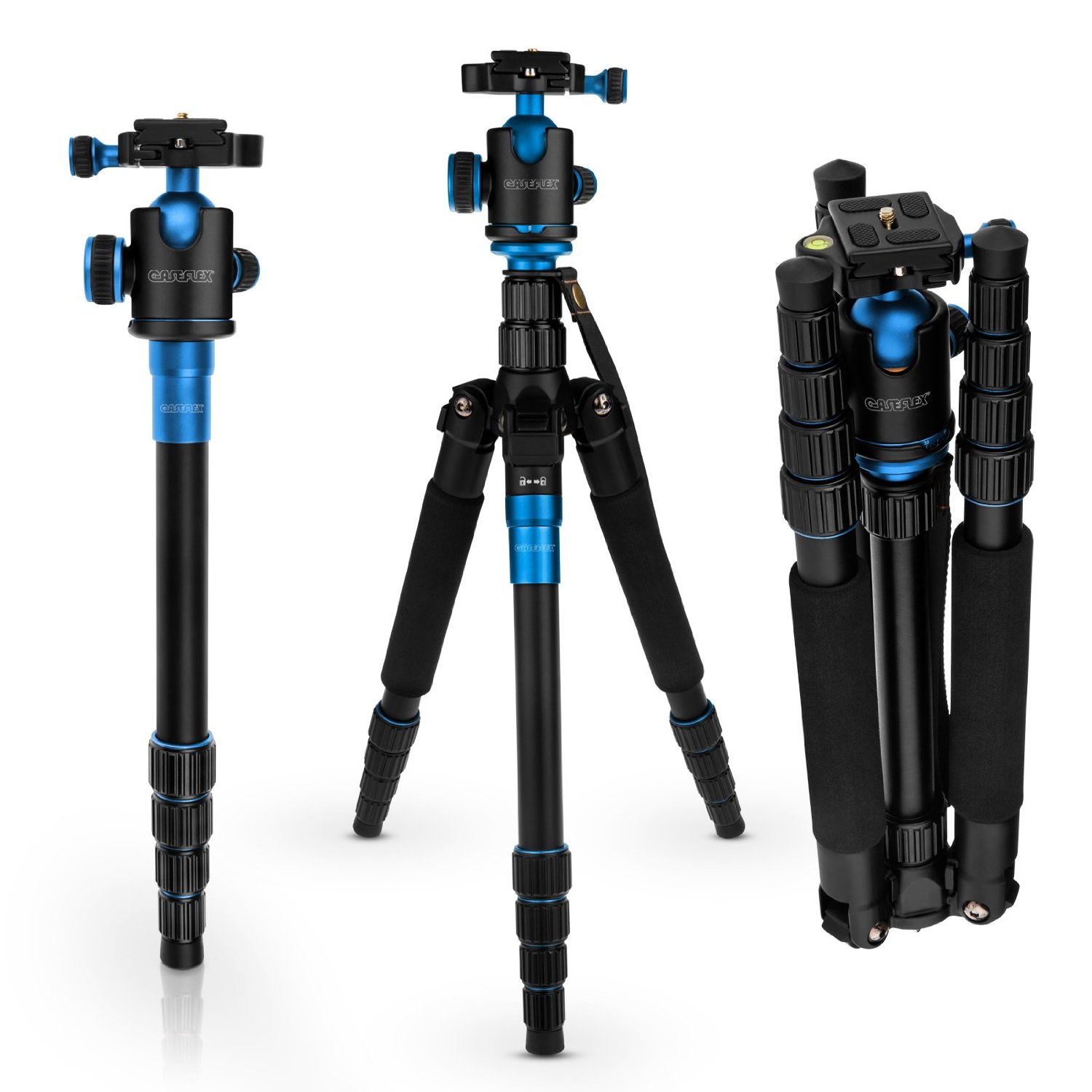 Caseflex Premium Alloy Camera Tripod Pro Blue