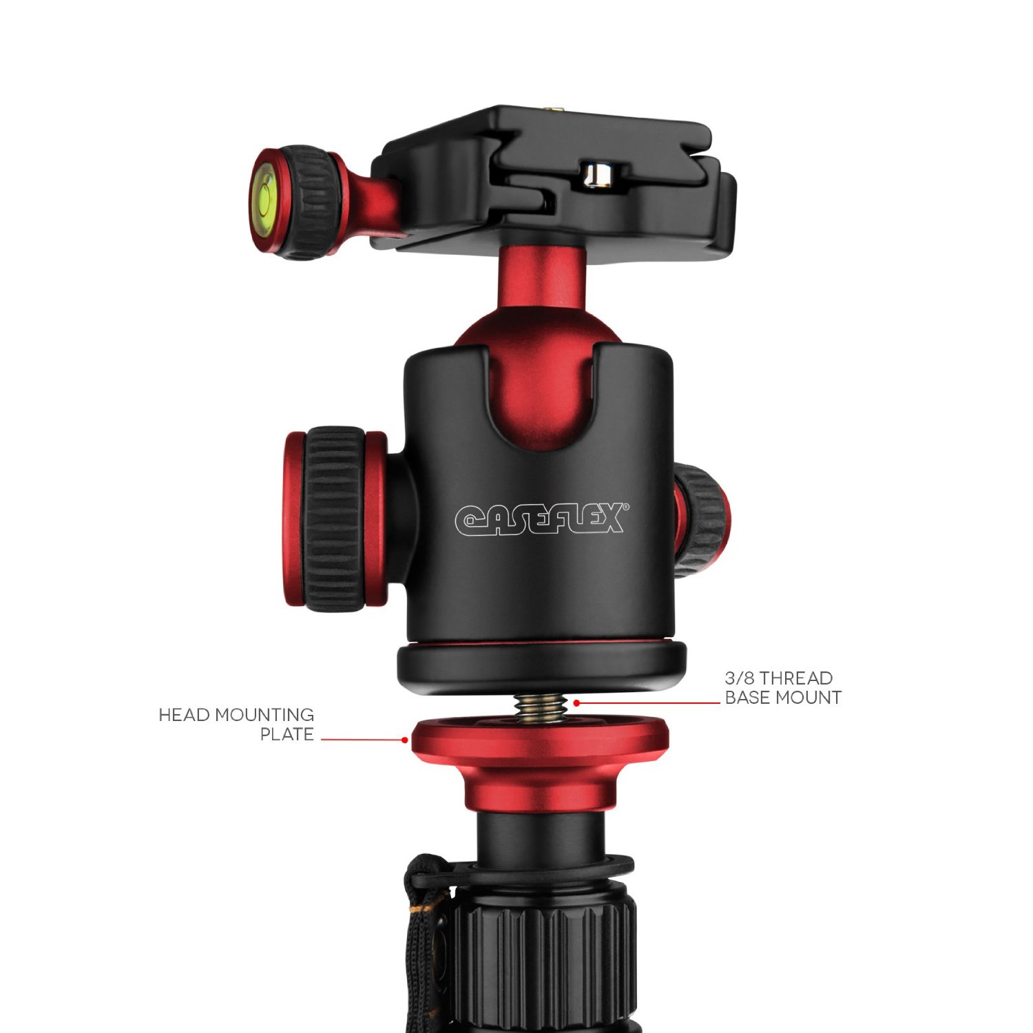 Caseflex Premium Alloy Camera Tripod Pro Red