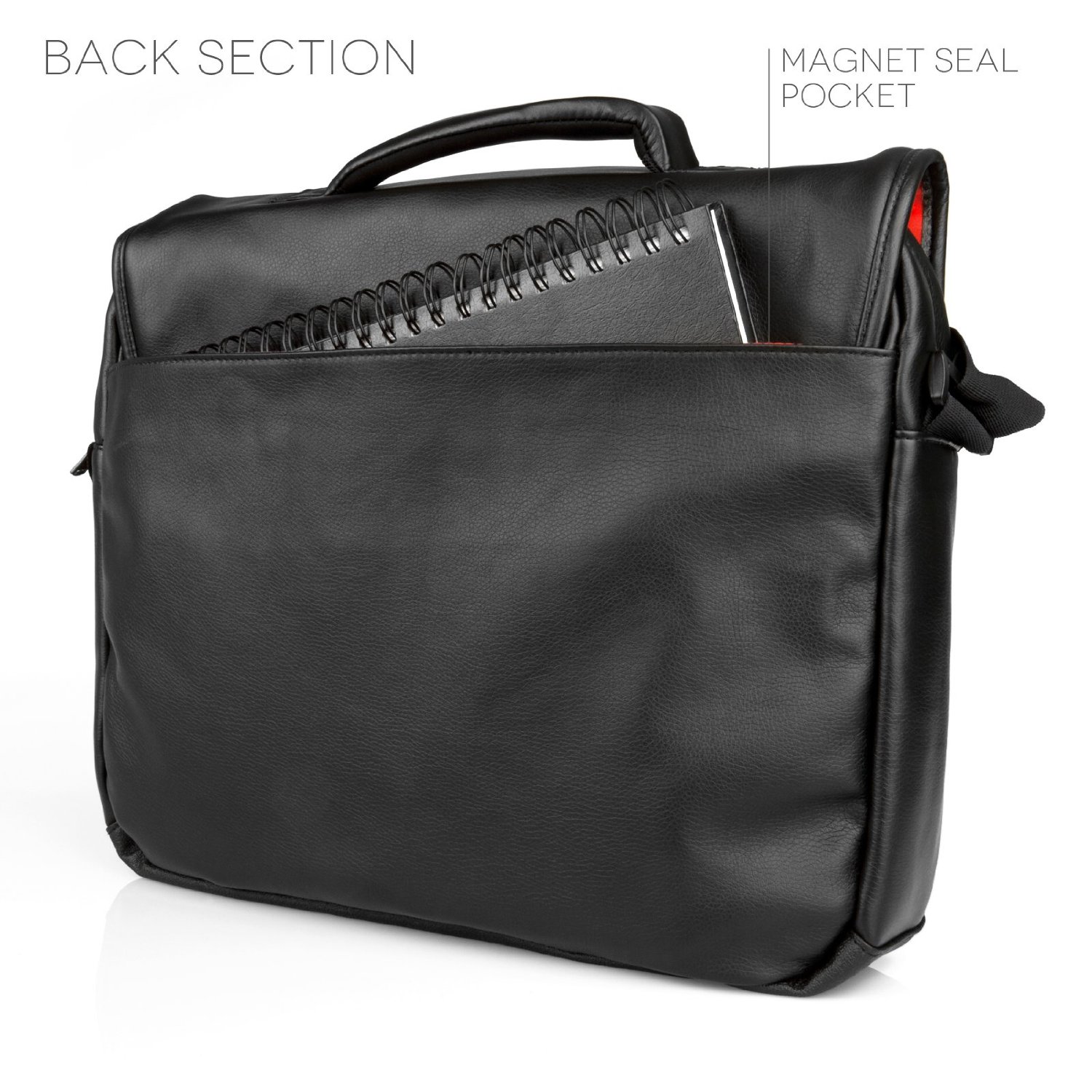 Caseflex Pu Leather Laptop Messenger Bag Black