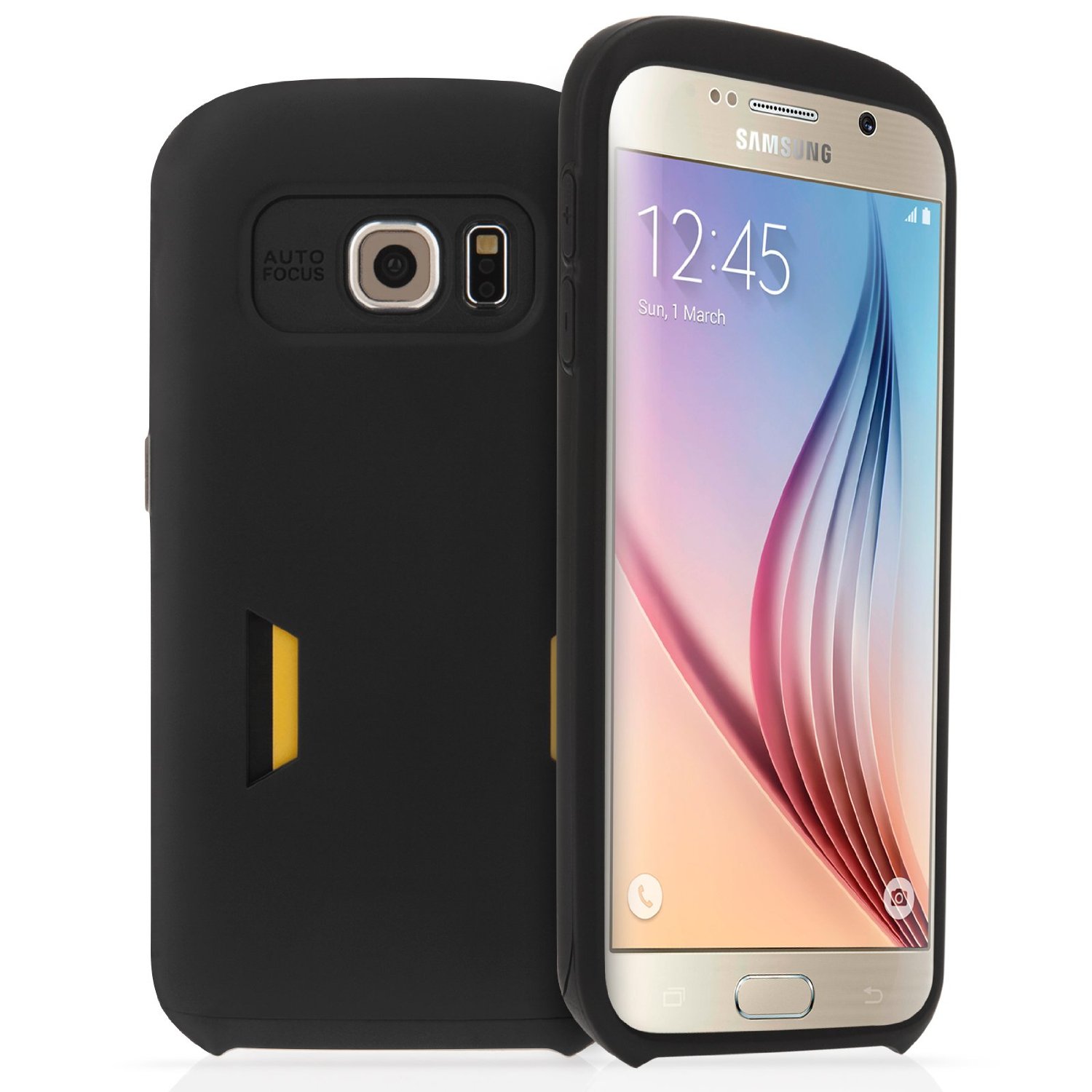 Caseflex Samsung Galaxy S6 Hard Case With Card Slots Matte Finish - Black Case