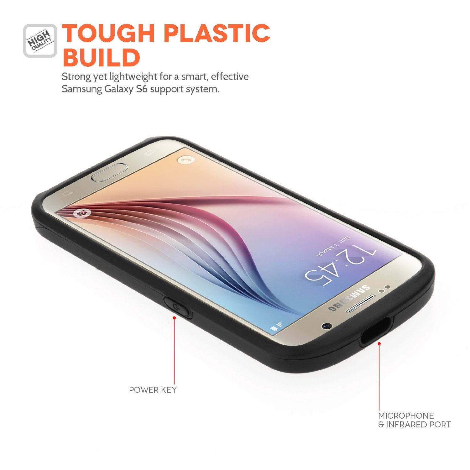 Caseflex Samsung Galaxy S6 Hard Case With Card Slots Matte Finish - Black Case