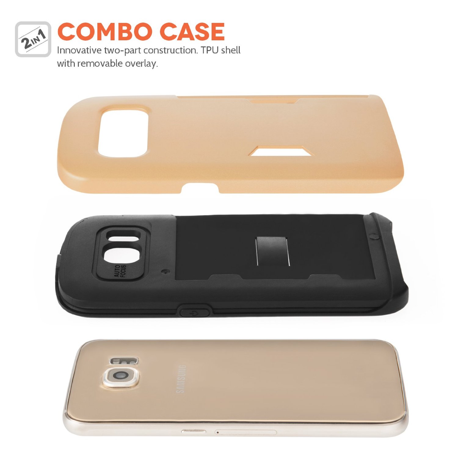 Caseflex Samsung Galaxy S6 Hard Case With Card Slots Matte Finish - Gold Case