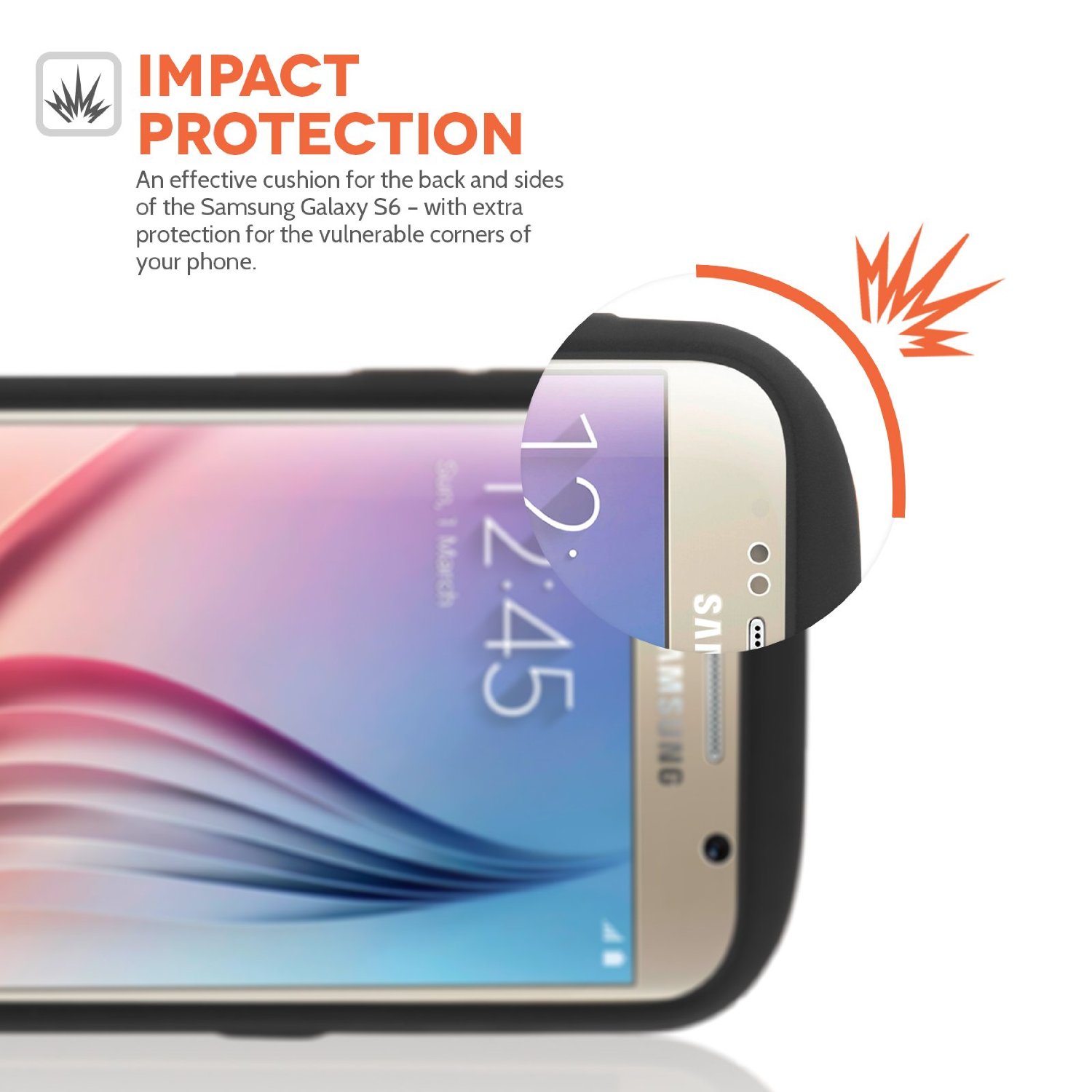 Caseflex Samsung Galaxy S6 Hard Case With Card Slots Matte Finish - Gun Metal Case