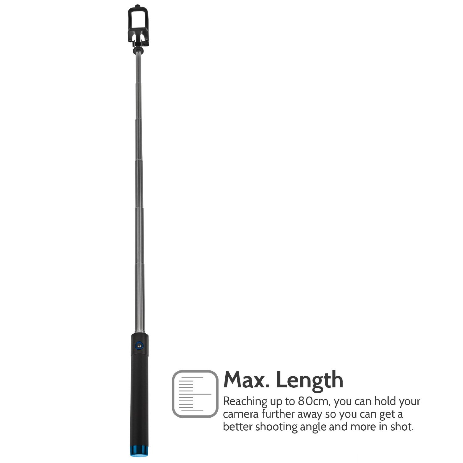 Caseflex Bluetooth Selfie Stick With Built In Remote - Blue
