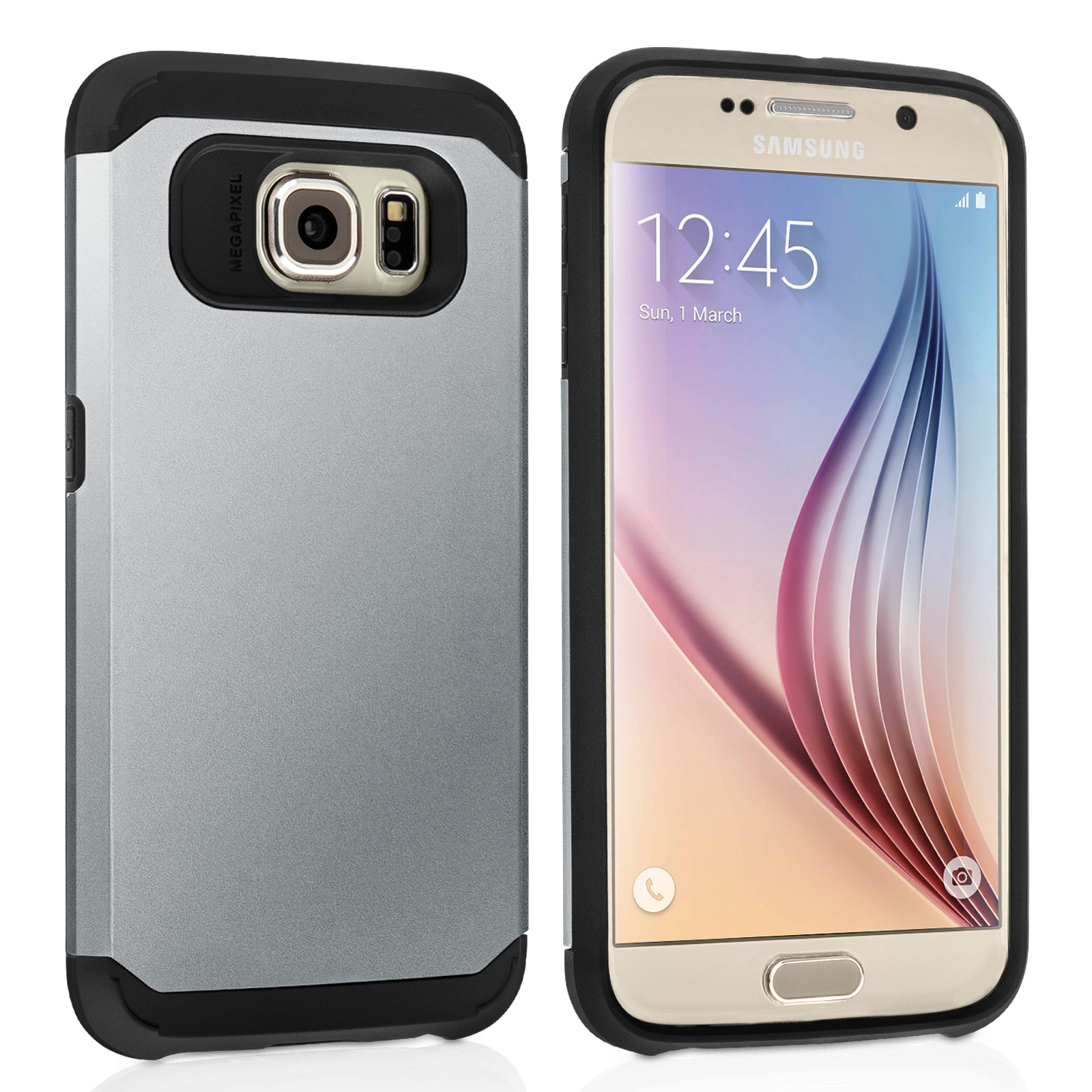 Caseflex Samsung Galaxy S6 Tough Armor - Satin Silver Case