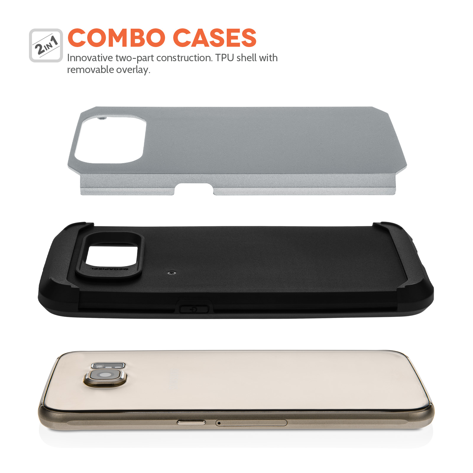 Caseflex Samsung Galaxy S6 Tough Armor - Satin Silver Case