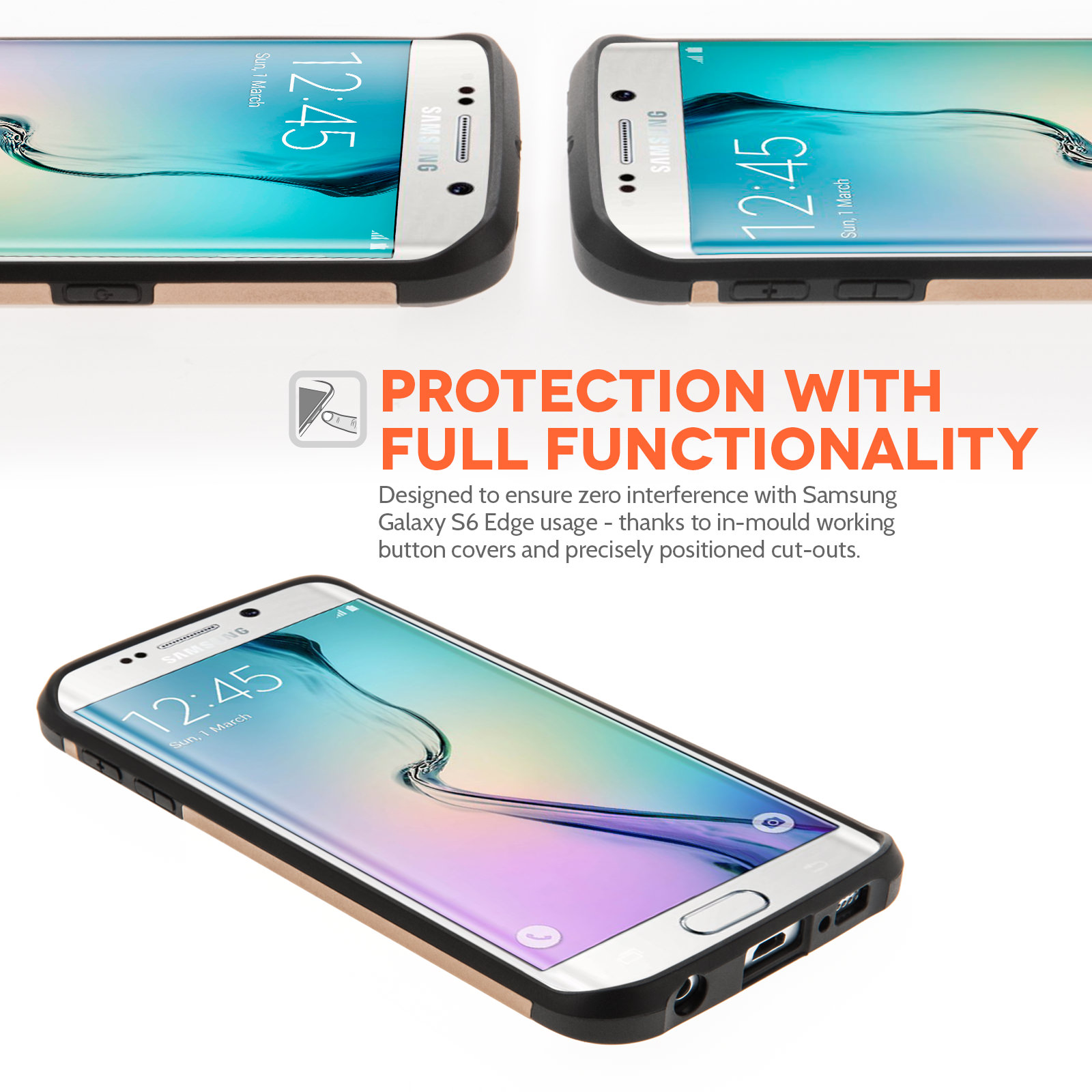 Caseflex Samsung Galaxy S6 Edge Tough Armor - Champage Gold Case