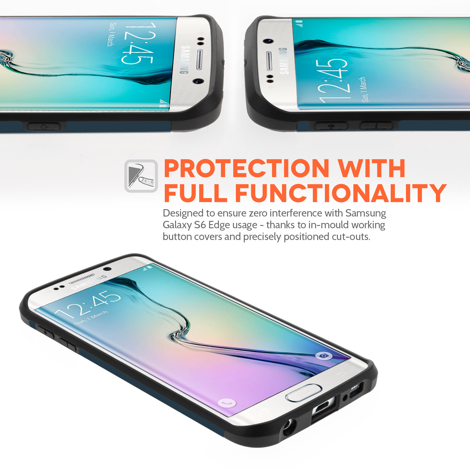 Caseflex Samsung Galaxy S6 Edge Tough Armor - Metal Slate Case