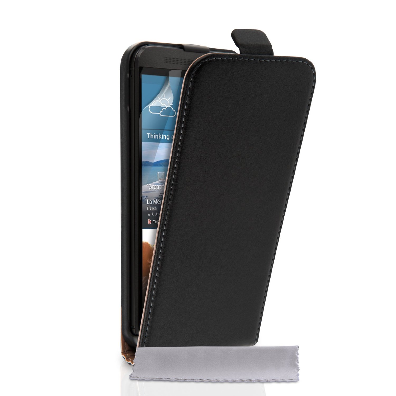 Caseflex HTC One M9 Plus Real Leather Flip Case - Black