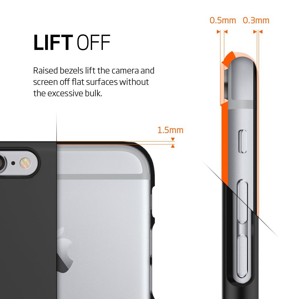 Spigen iPhone 6 and 6s Thin Fit - Smooth Premium Case - Matte Black 