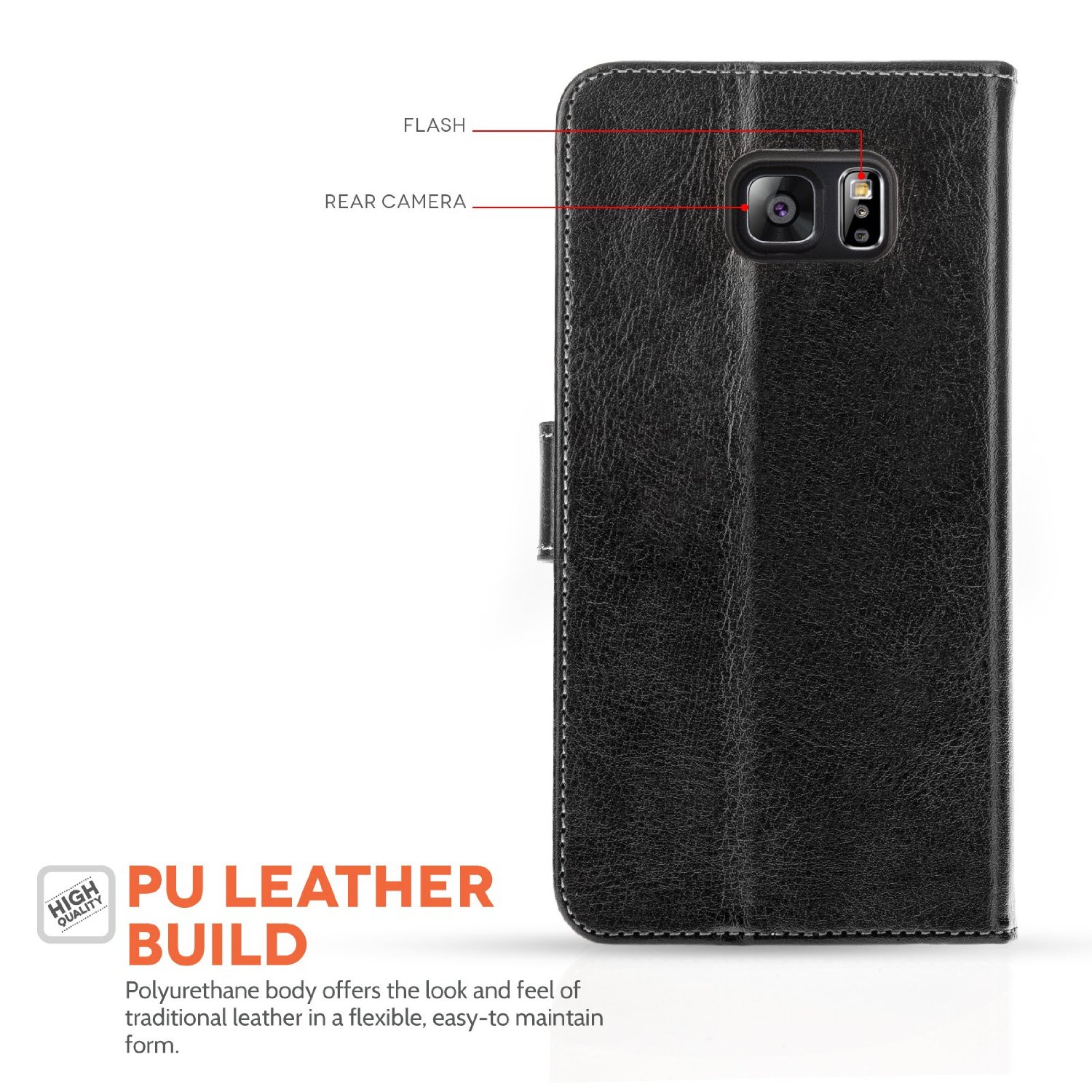 Yousave Accessories Samsung Galaxy S6 Edge Plus PU Leather Stand Wallet -Black
