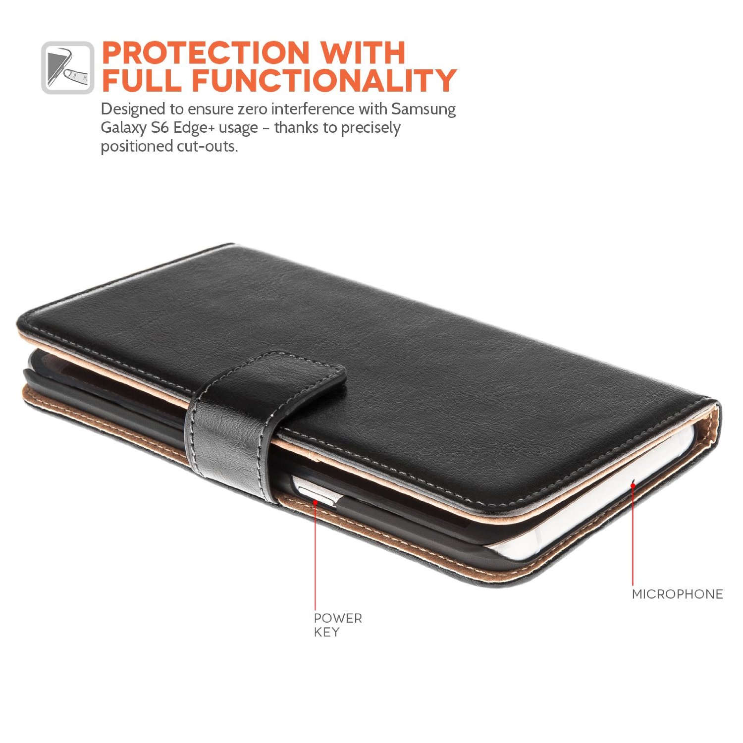 Yousave Accessories Samsung Galaxy S6 Edge Plus PU Leather Stand Wallet -Black