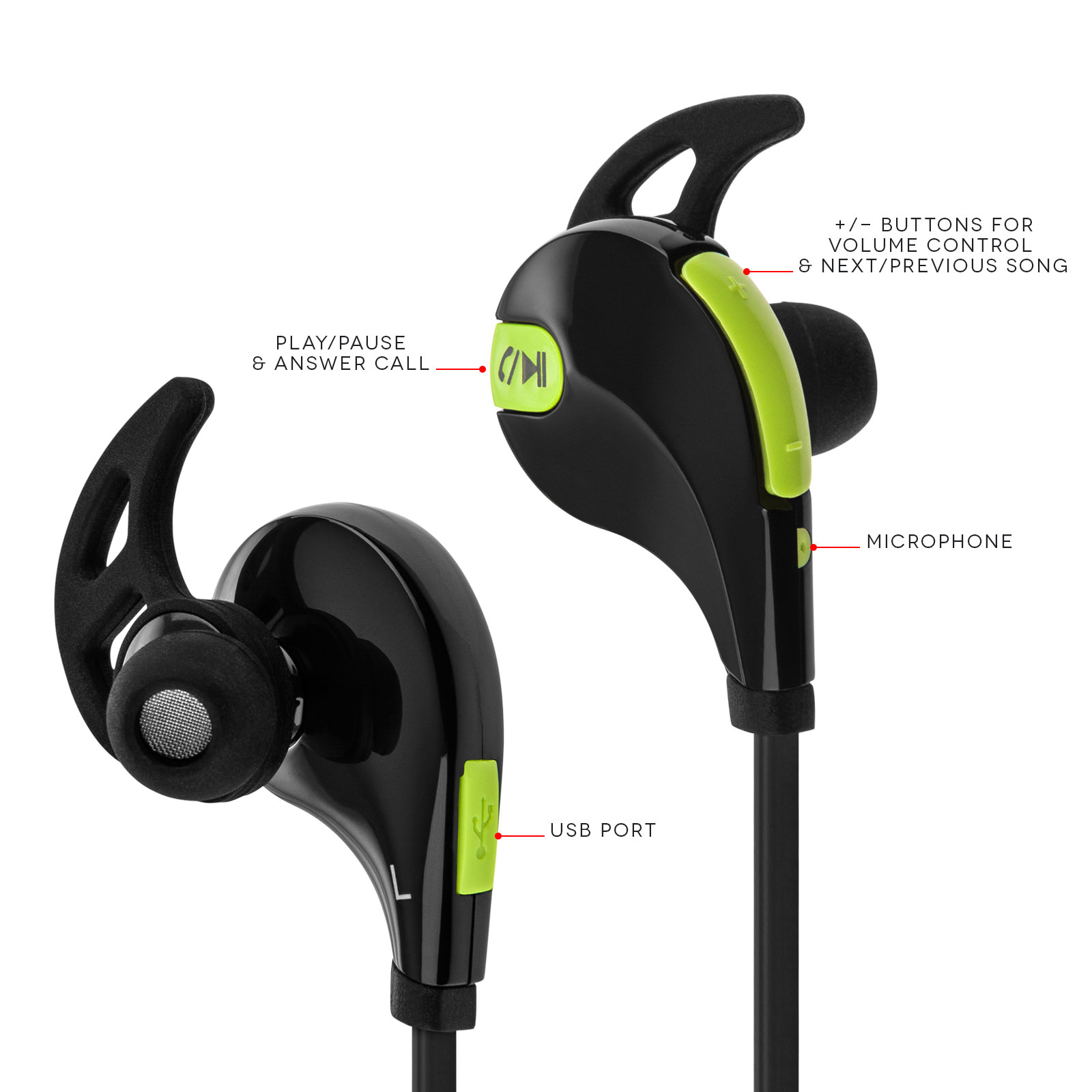 Audiance Wireless Bluetooth V 4.0 Sports Headphone -Black / Green