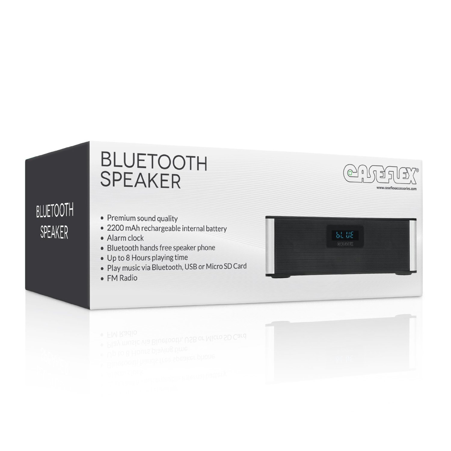 Caseflex Wireless Bluetooth Speaker Black - Rechargable / Radio/ Alarm