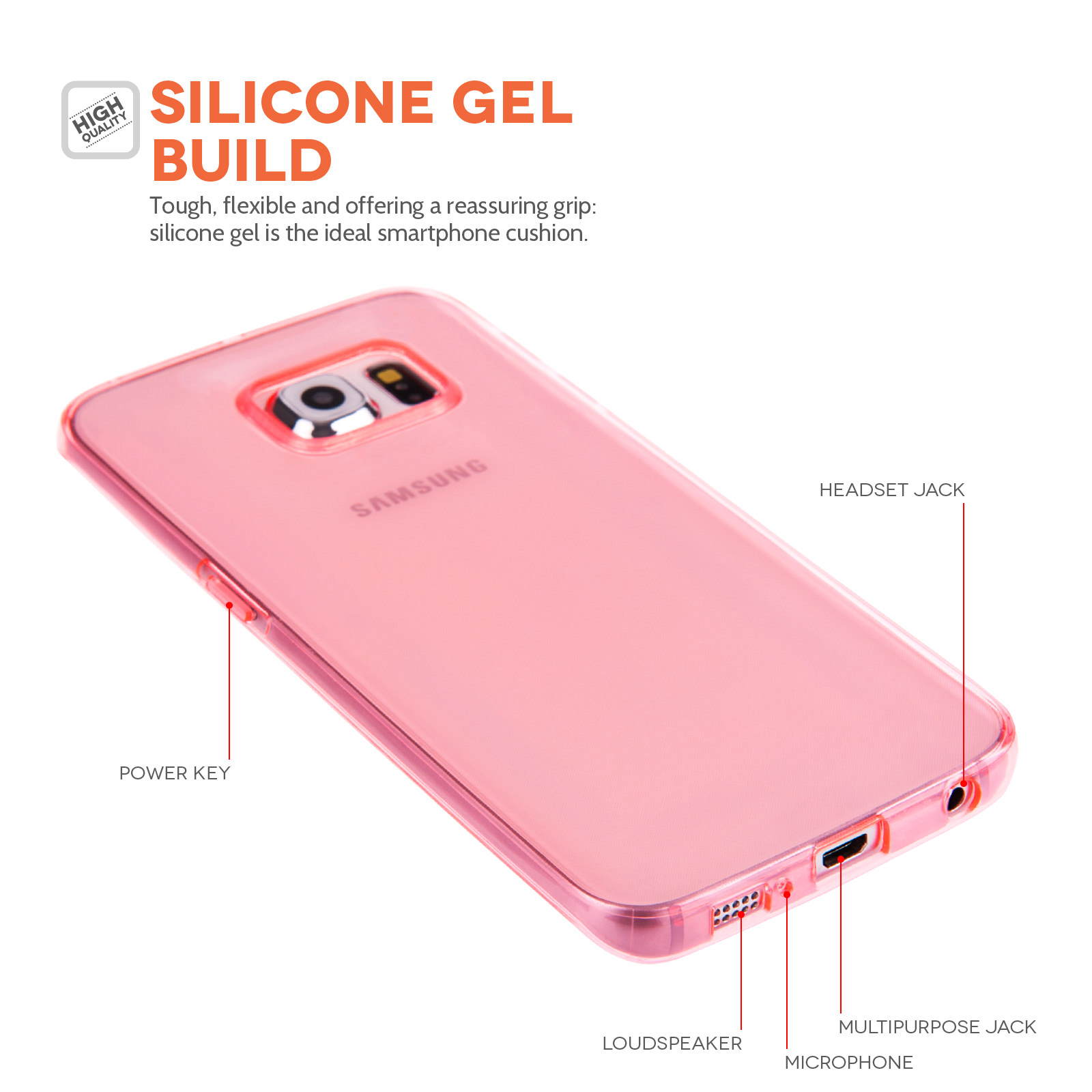 Yousave Accessories Samsung Galaxy S6 Edge Ultra-Thin Gel - Pink Case