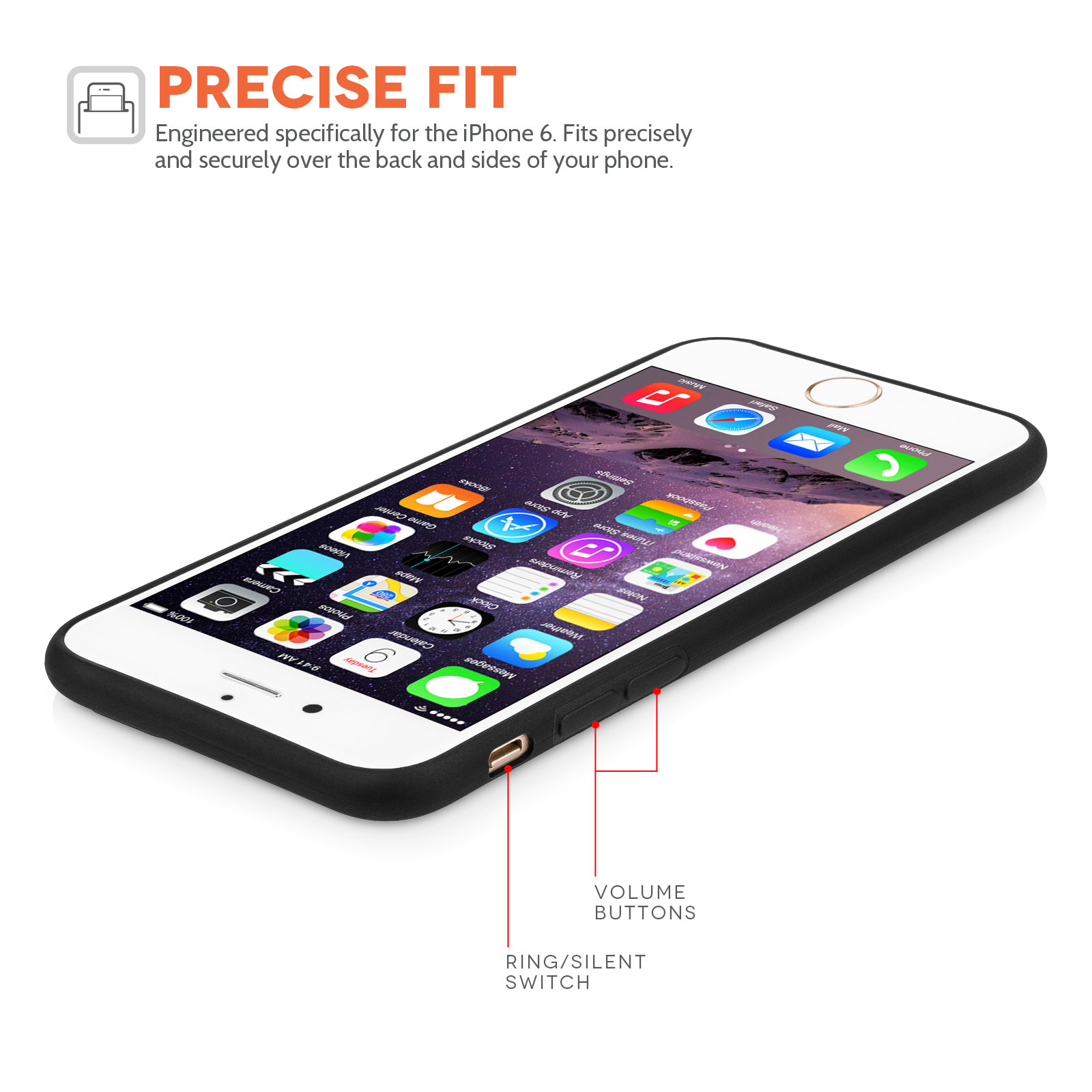 Yousave Accessories  iPhone 6 Plus and 6s Plus Ultra Thin Gel - Solid Black Case