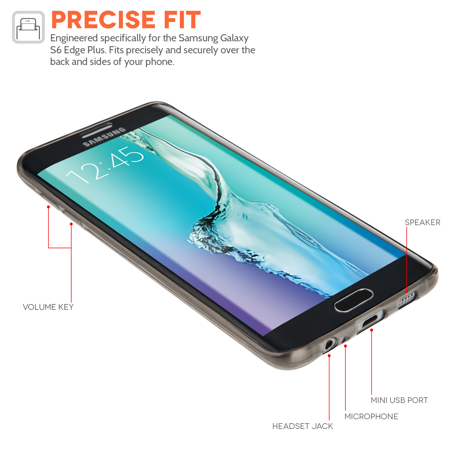 Yousave Accessories Samsung Galaxy S6 Edge Plus Ultra Thin Gel -Smoke Black Case