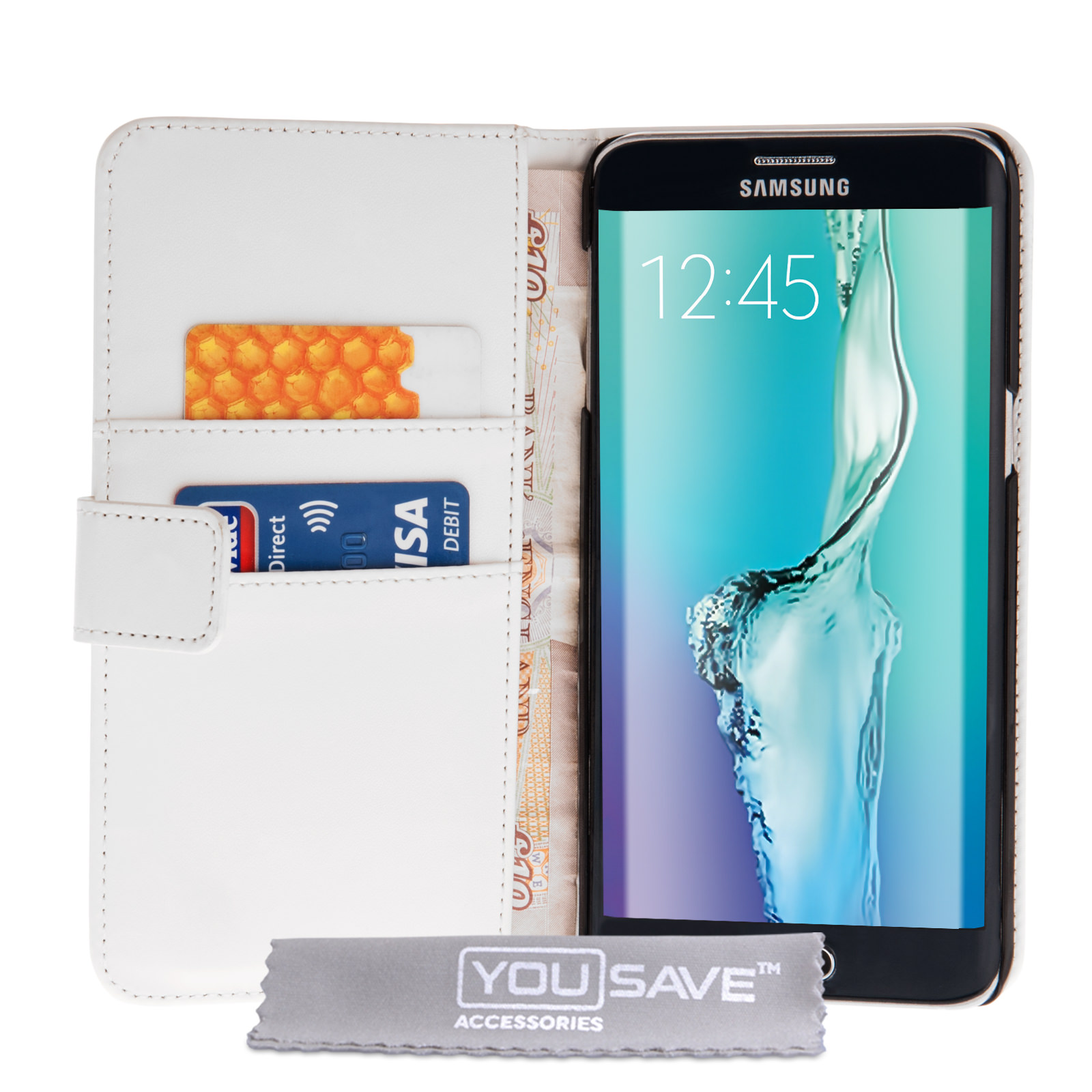 Yousave Accessories Samsung Galaxy S6 Edge Plus PU Leather Wallet Case -White