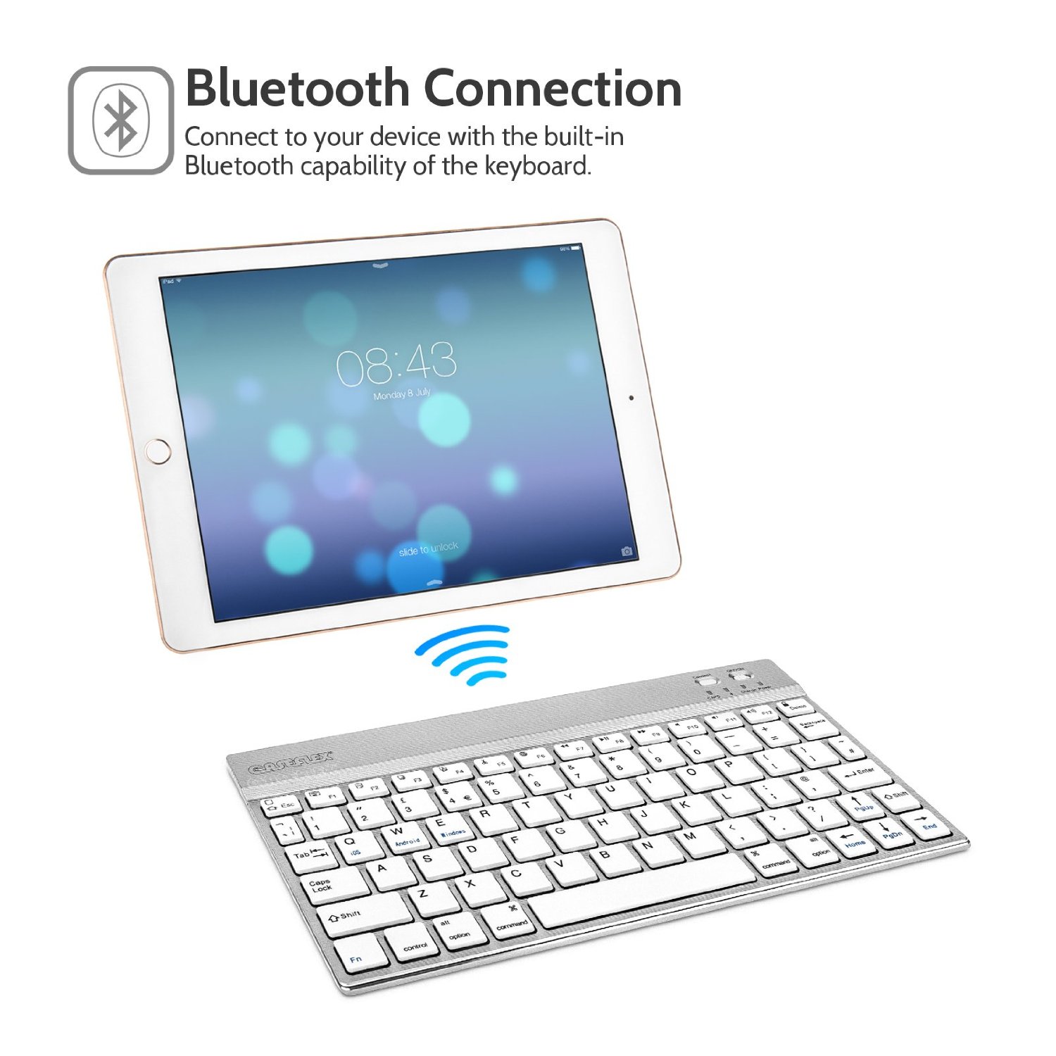 Caseflex Premium Bluetooth Keyboard Silver