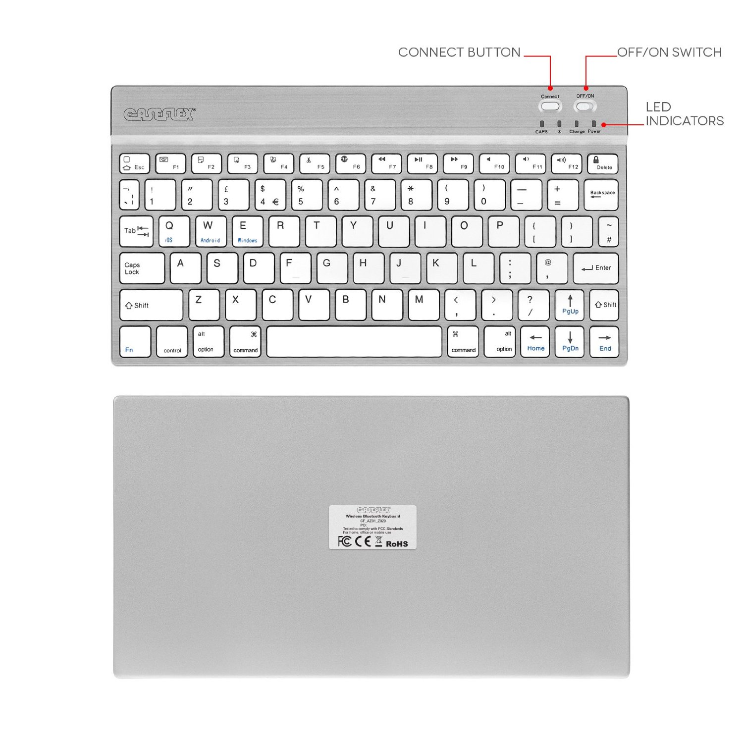 Caseflex Premium Bluetooth Keyboard Silver