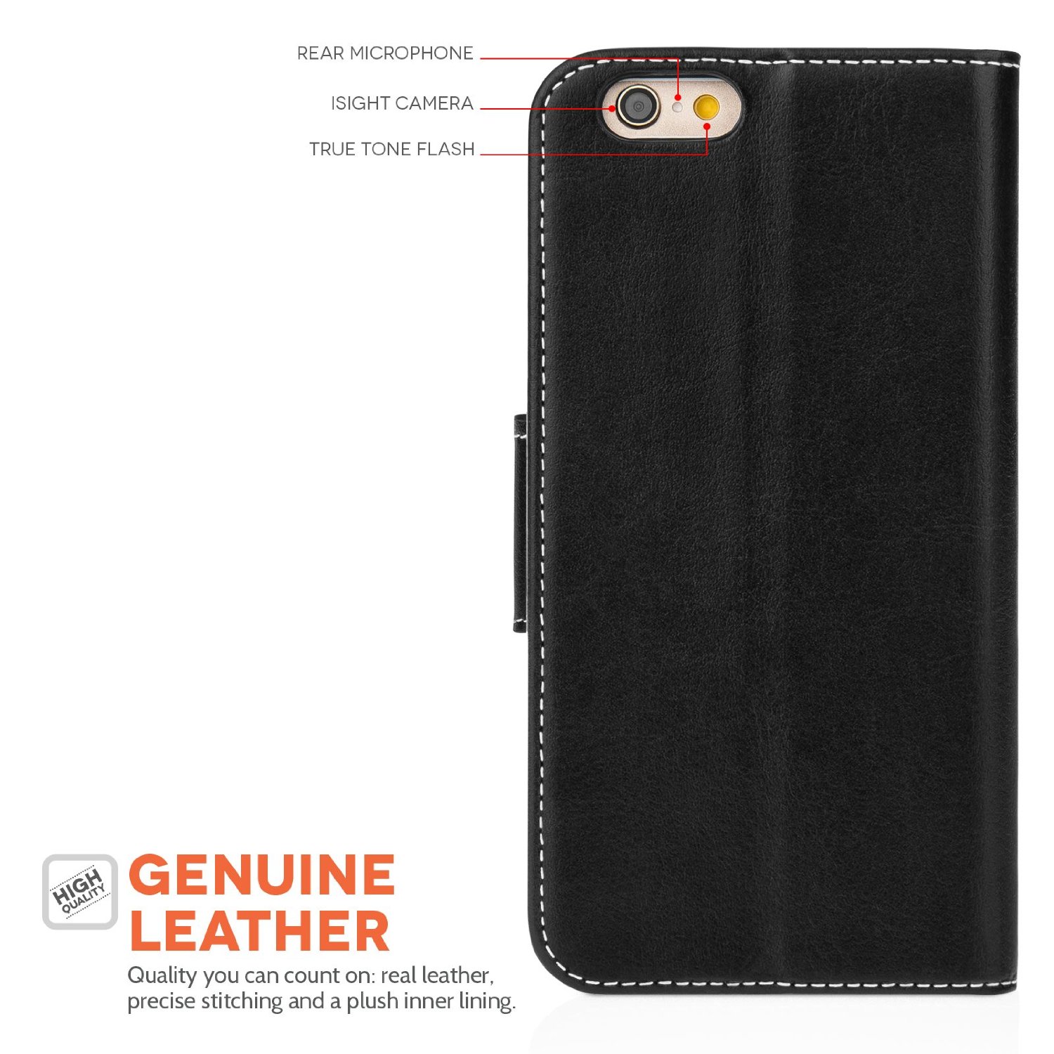 Caseflex iPhone 6  and 6s Premium Real Leather S-Line Stand Wallet - Black/Brown