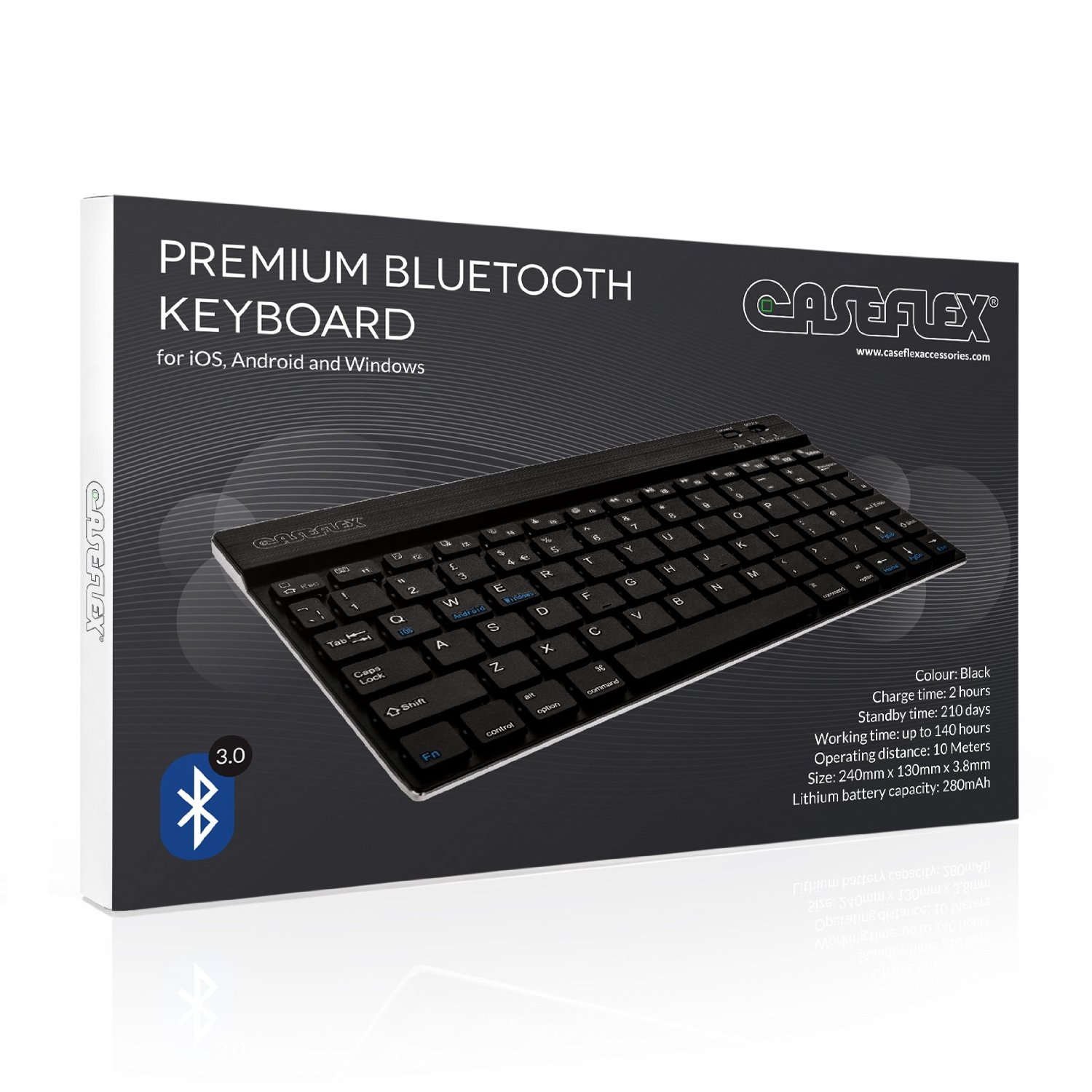 Caseflex Premium Bluetooth Keyboard Black