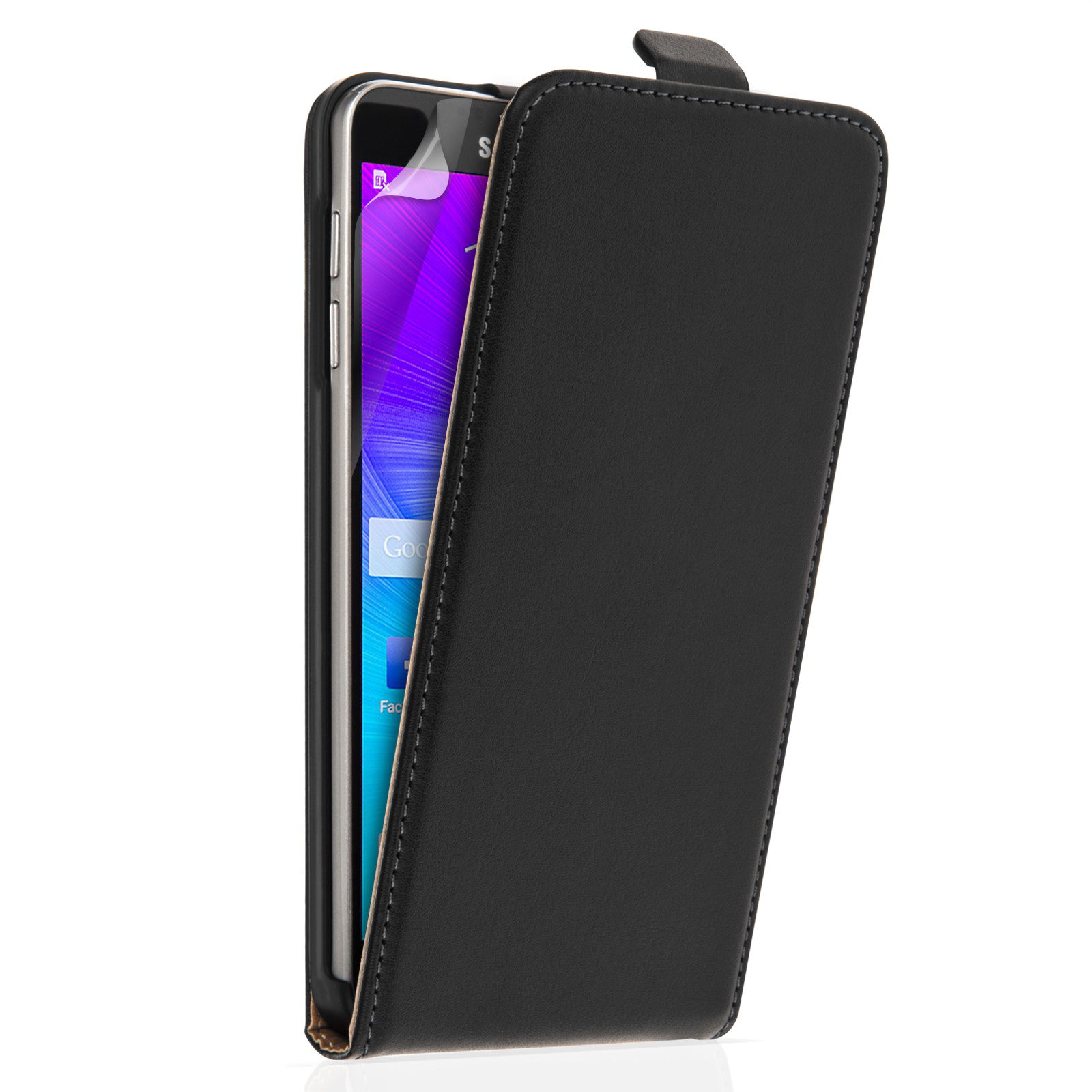 Caseflex Samsung Galaxy Note 5 Real Leather Flip Case - Black