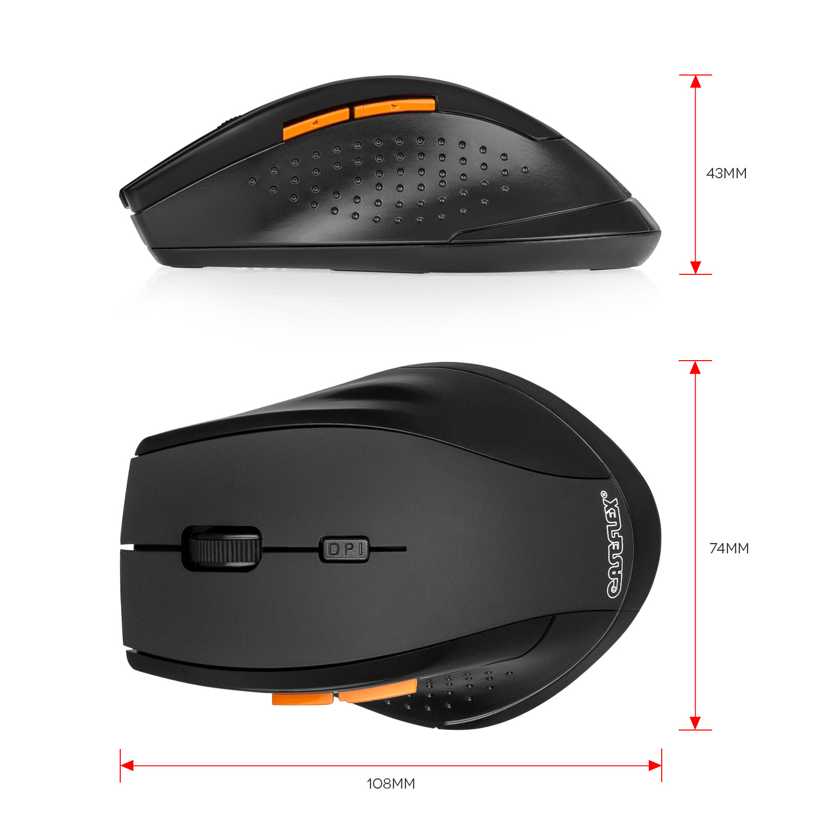 Caseflex Wireless (5 Button) Mouse-Black/Orange