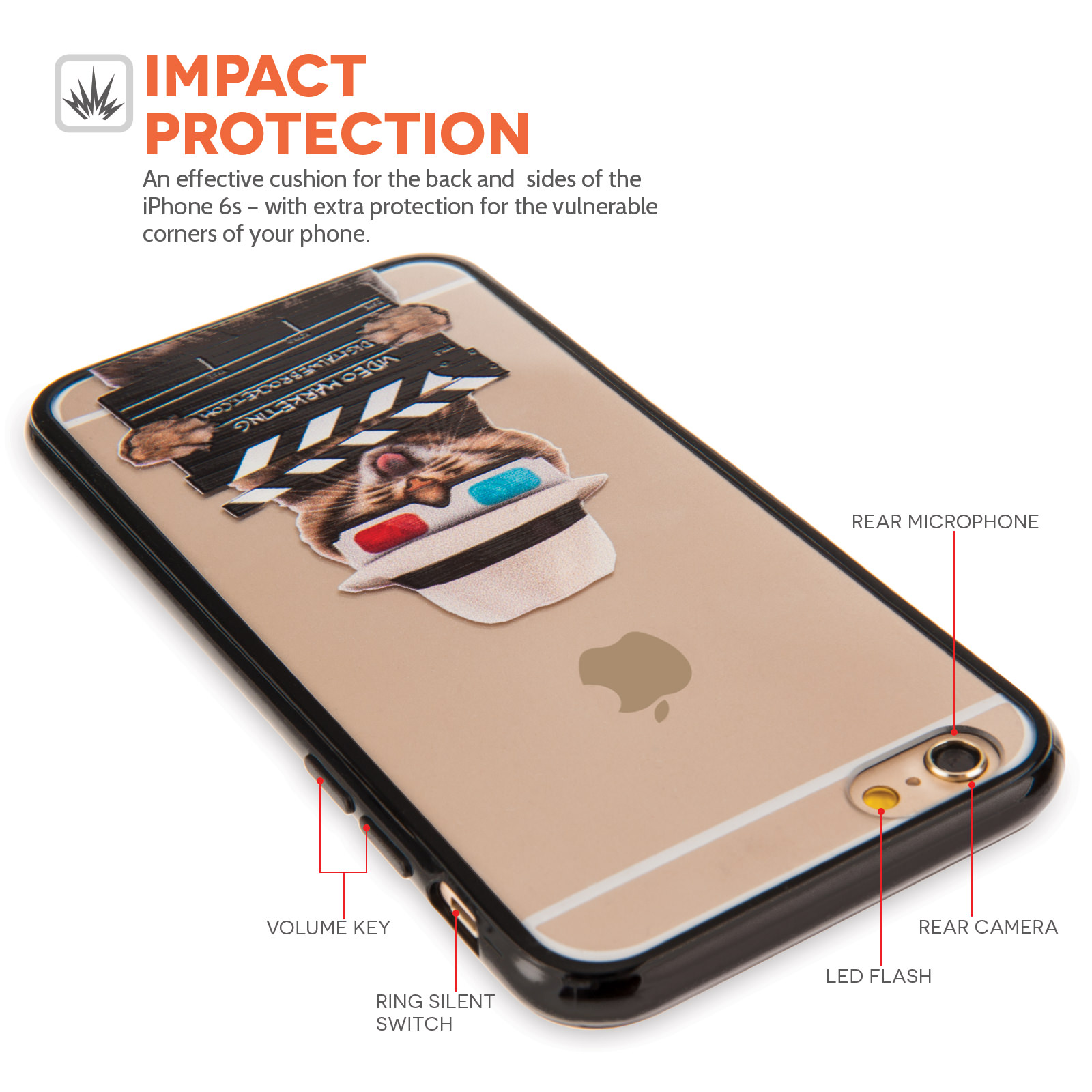 Yousave Accessories iPhone 6 and 6s Fun Case - Film Cat Design