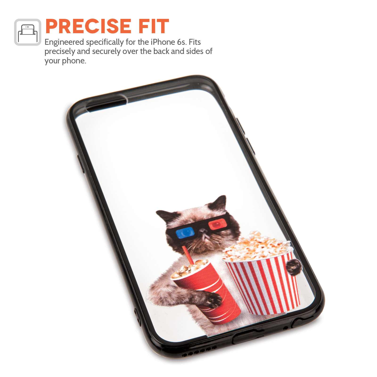 Yousave Accessories iPhone 6 and 6s Fun Case - Popcorn Cat Design