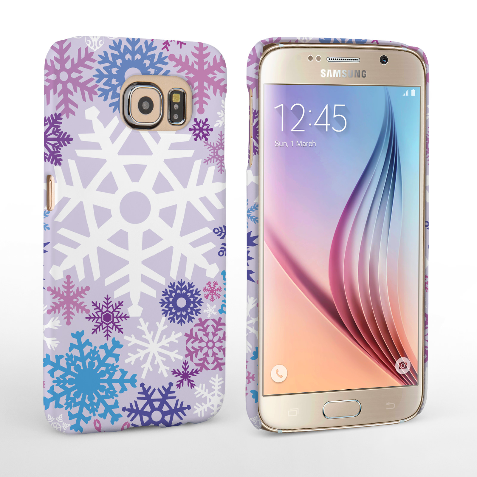 Caseflex Samsung Galaxy S6 Winter Christmas Snowflake Hard Case - Purple / Blue