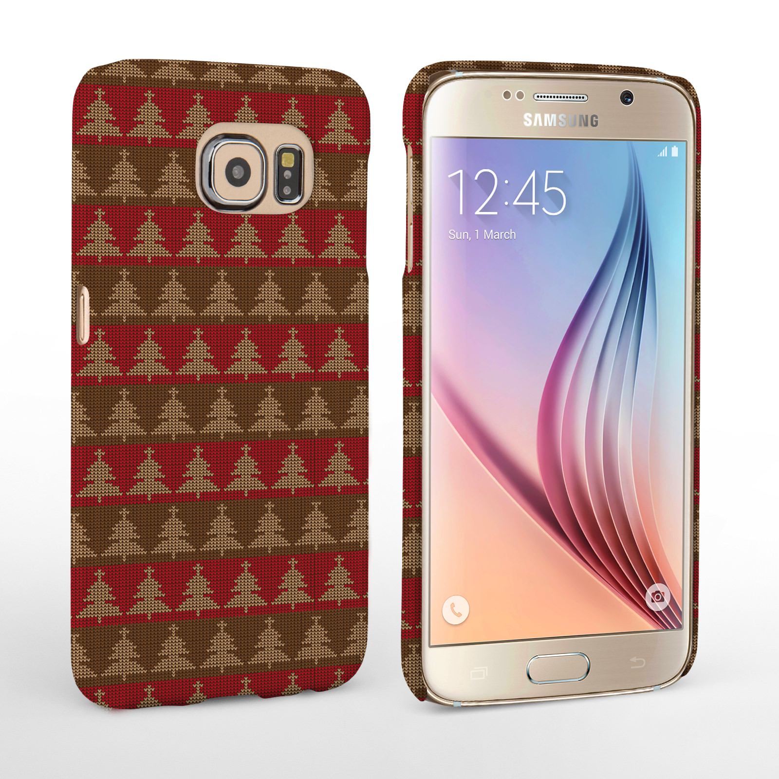 Caseflex Samsung Galaxy S6 Christmas Tree Knit Jumper Hard Case - Brown / Red