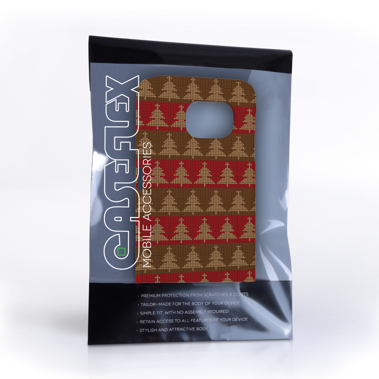 Caseflex Samsung Galaxy S6 Christmas Tree Knit Jumper Hard Case - Brown / Red