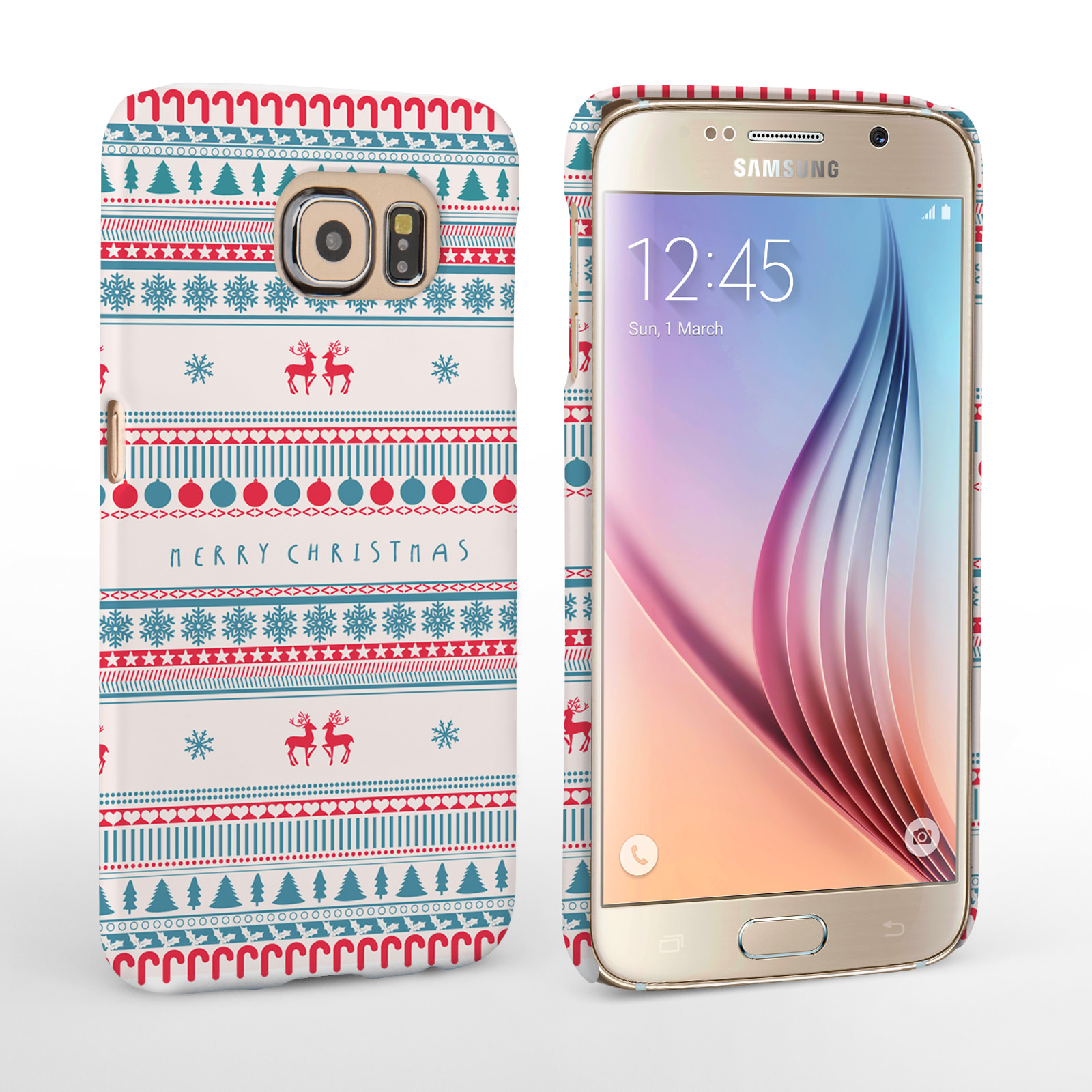 Caseflex Samsung Galaxy S6 Merry Christmas Reindeer Snowflake Pattern Hard Case