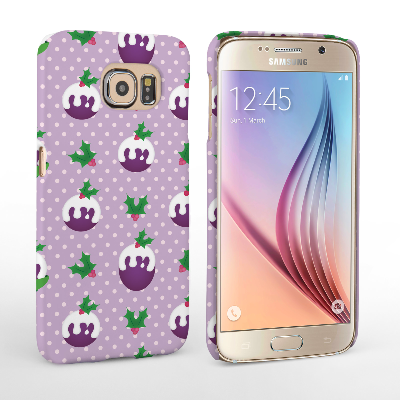 Caseflex Samsung Galaxy S6 Christmas Pudding Hard Case - Purple