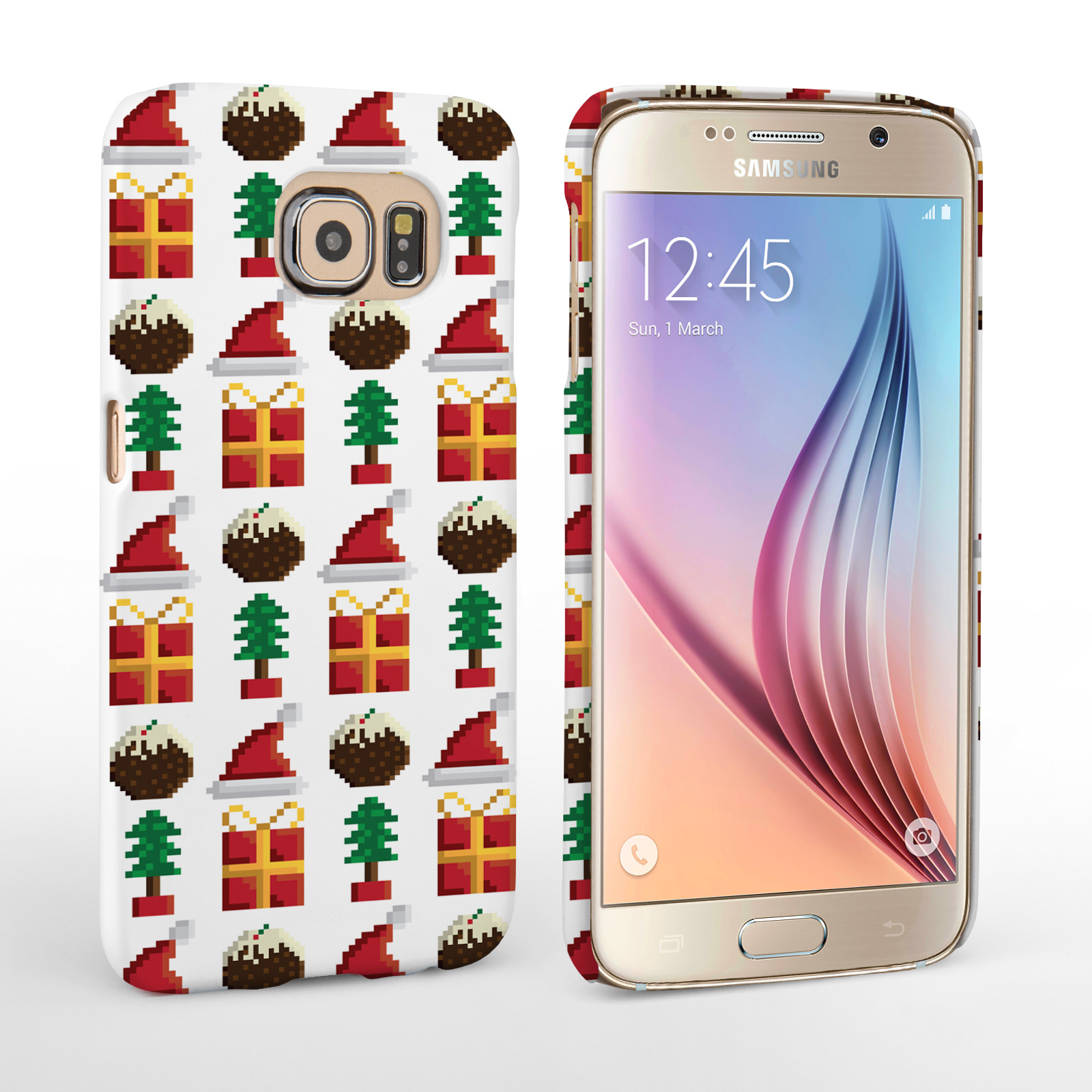 Caseflex Samsung Galaxy S6 Retro Game Christmas Presents & Pudding Hard Case