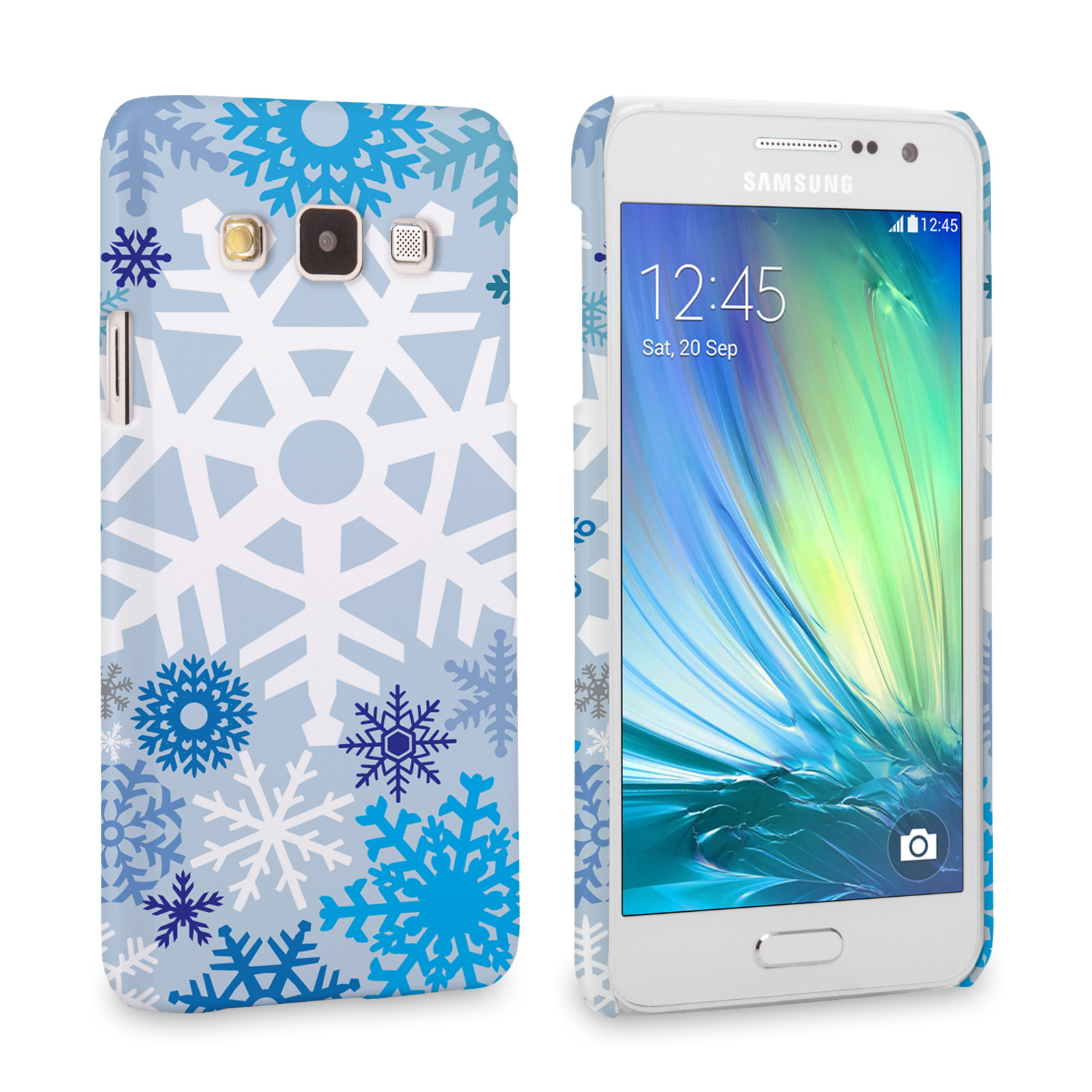 Caseflex Samsung Galaxy A3 Winter Christmas Snowflake Hard Case - White / Blue