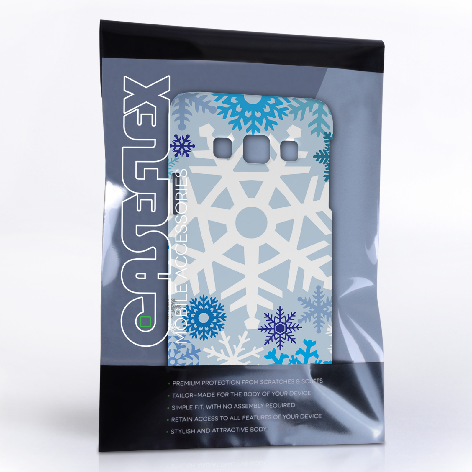 Caseflex Samsung Galaxy A3 Winter Christmas Snowflake Hard Case - White / Blue